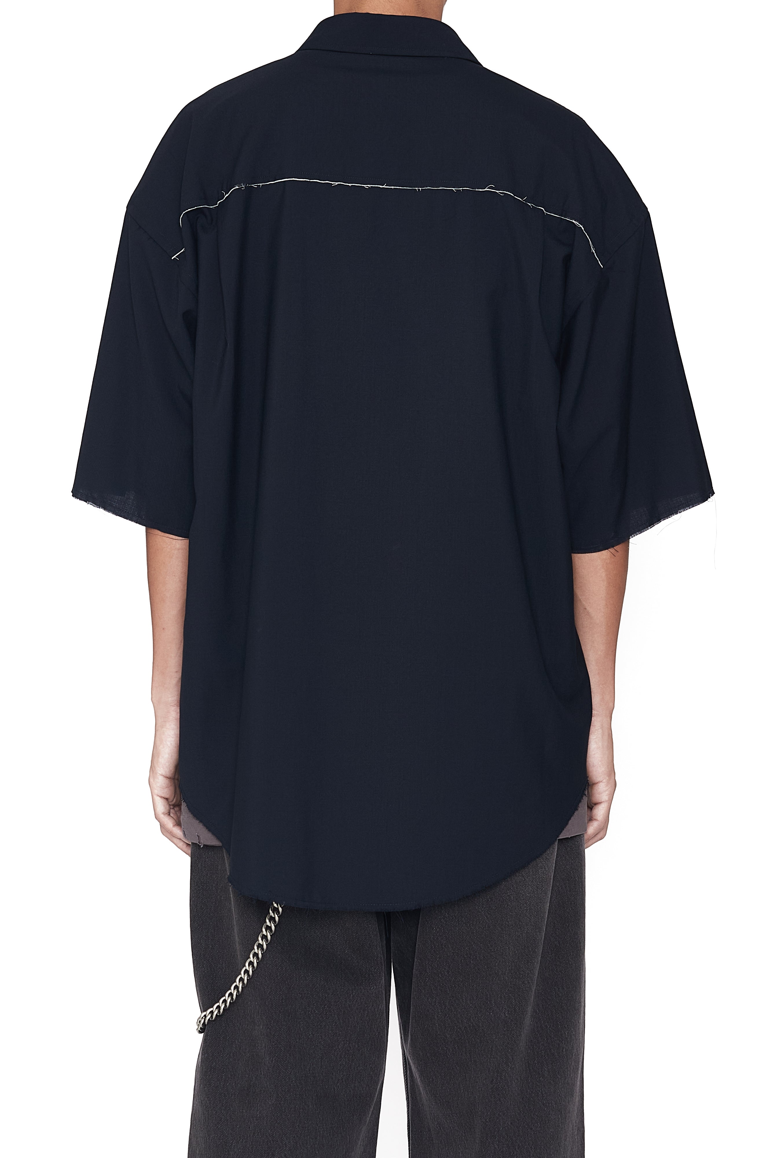 Load image into Gallery viewer, NAVY WOOL POLY DEVIATION SHIRT
