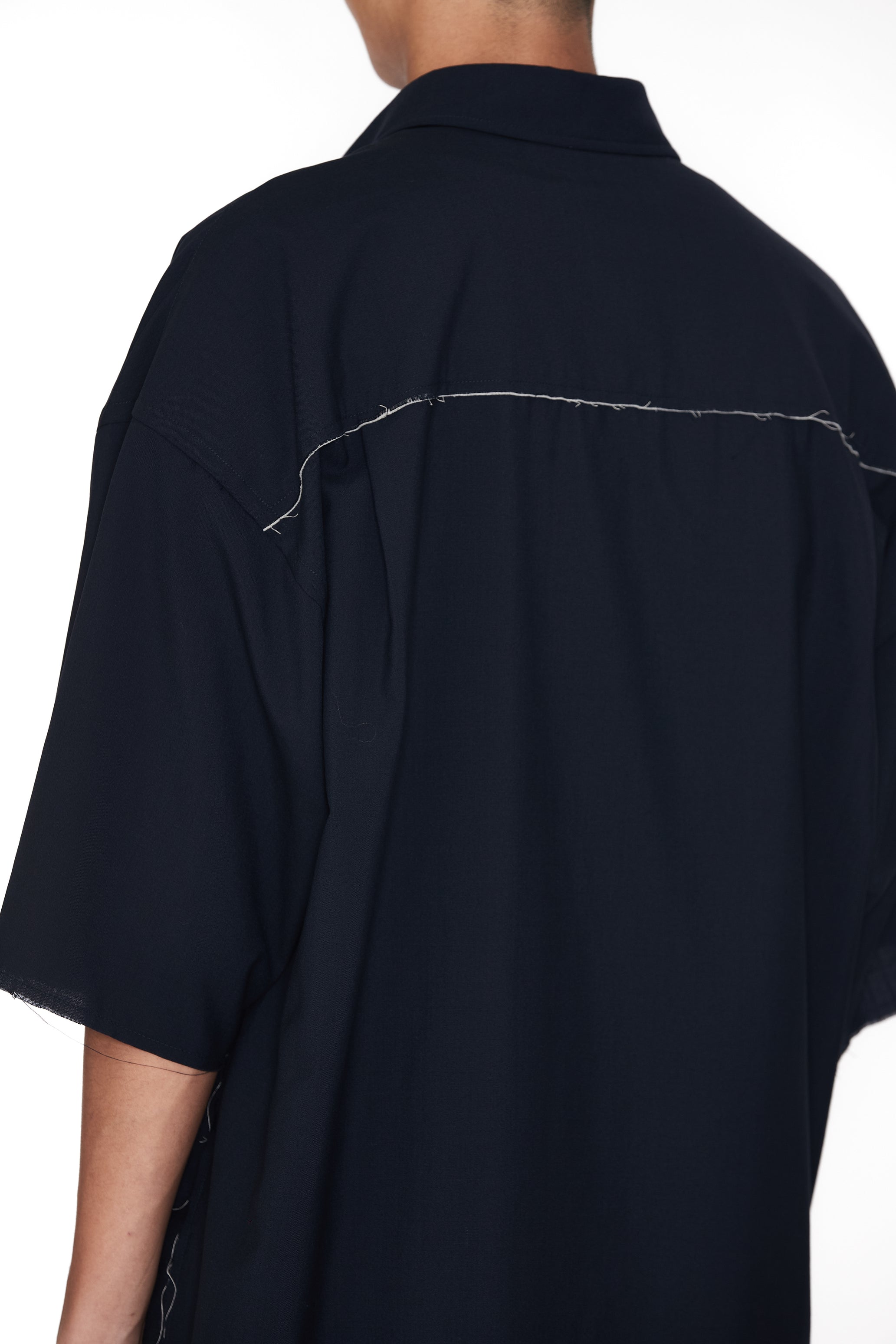 NAVY WOOL POLY DEVIATION SHIRT