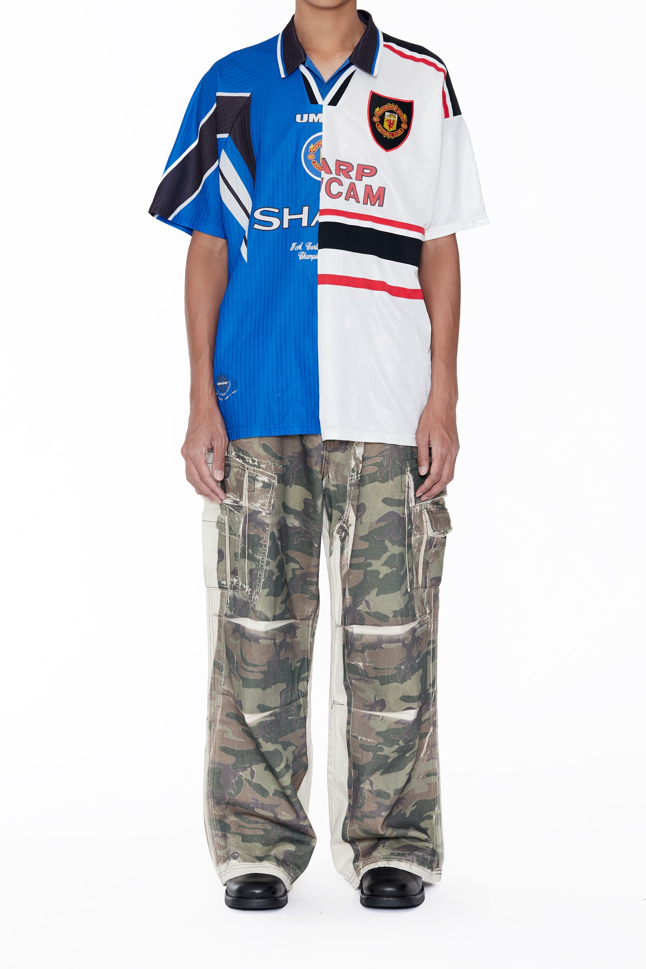 RECONSTRUCTED HYBRID VINTAGE SHORTSLEEVE FOOTBALL JERSEY (MANCHESTER UNITED B)