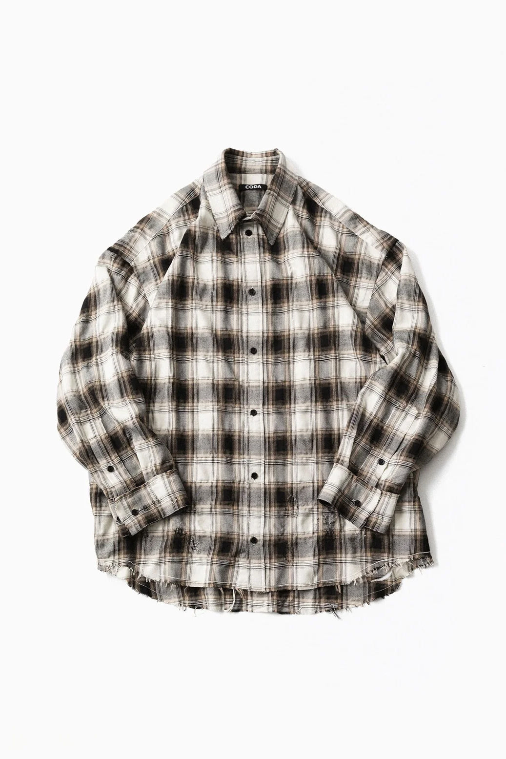 BEIGE GREY CHECKED WASHED THRASHED
STRUCTURED SHIRT