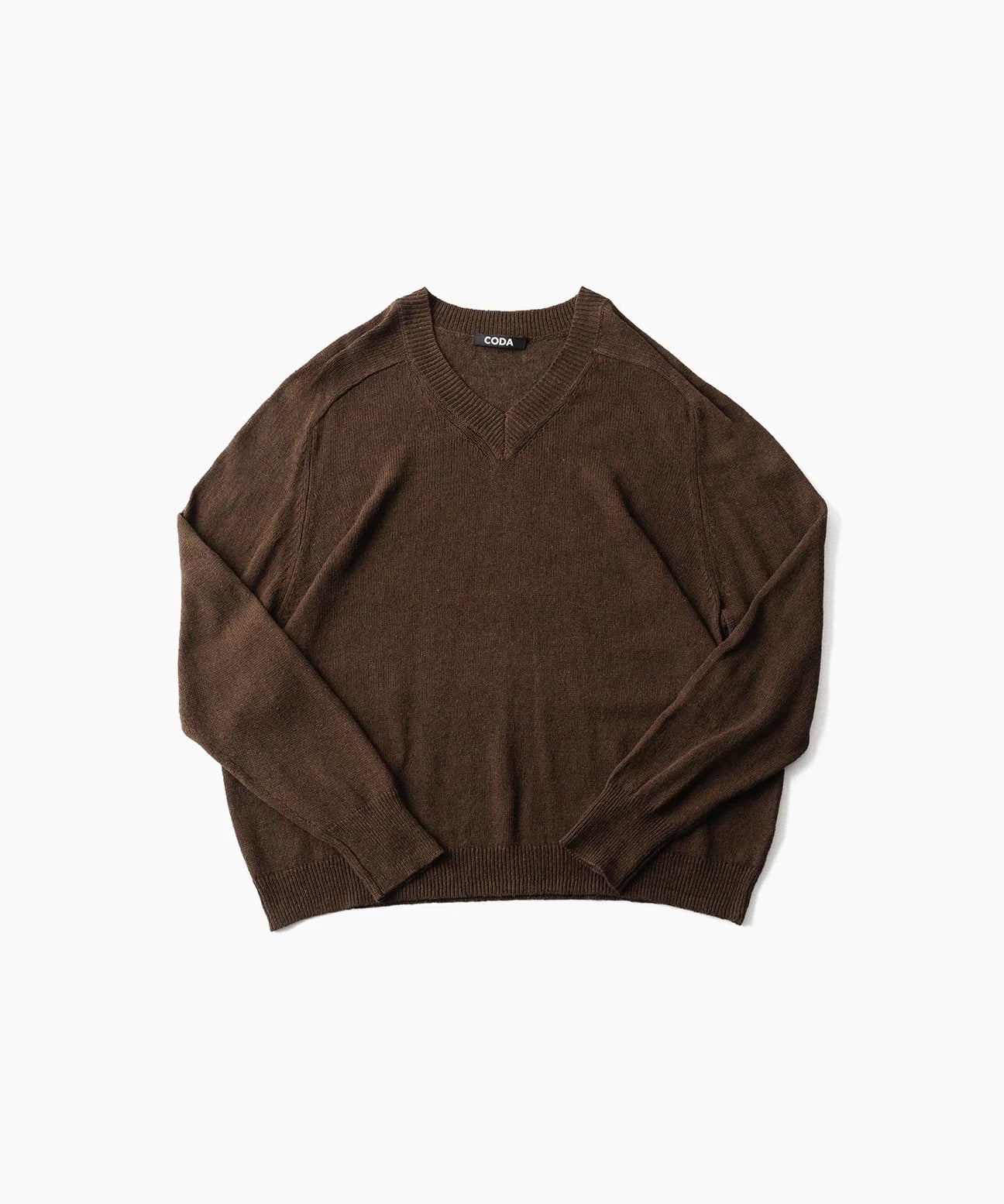 BROWN SHRUNKEN V-NECK PULLOVER