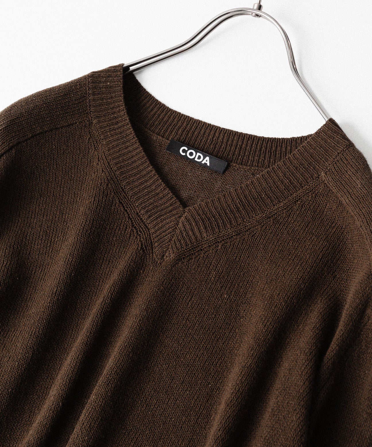BROWN SHRUNKEN V-NECK PULLOVER