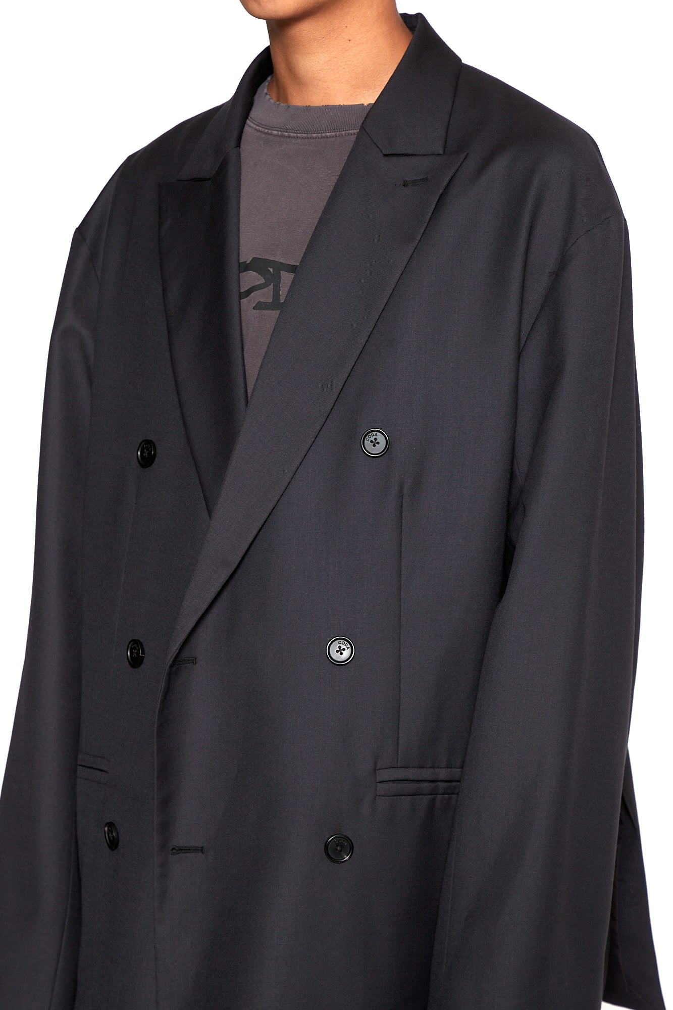 Load image into Gallery viewer, ASPHALT WOOL POLY GABARDINE DOUBLE BREASTED LENTO BLAZER
