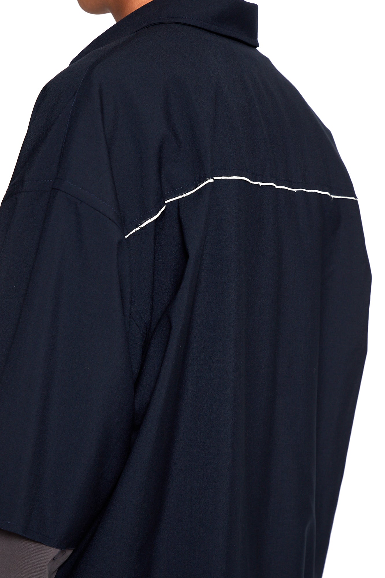 Load image into Gallery viewer, NAVY WOOL POLY DEVIATION SHIRT
