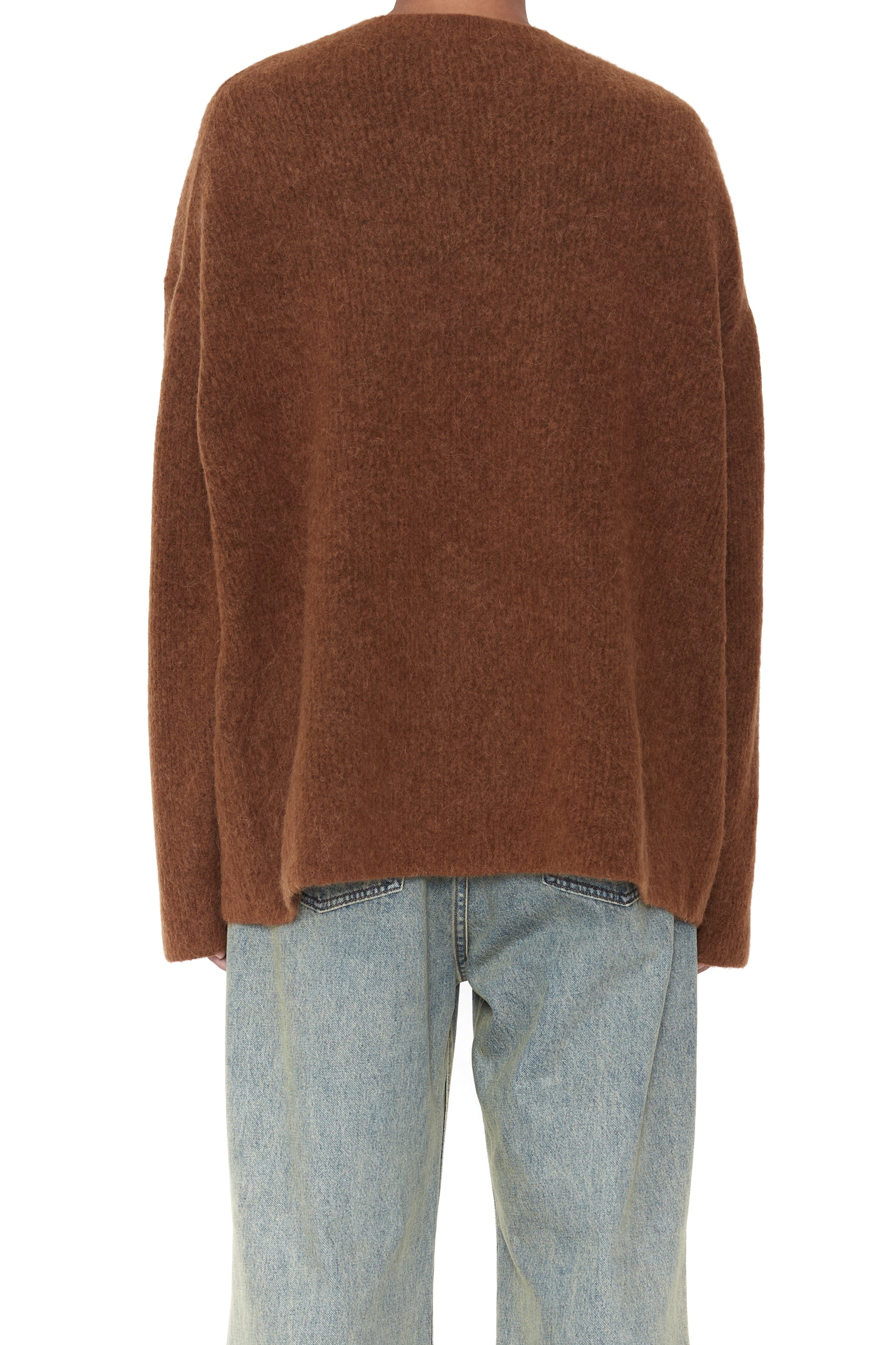 BROWN BABY ALPACA MOHAIR CABIN MOCK-NECK SWEATER