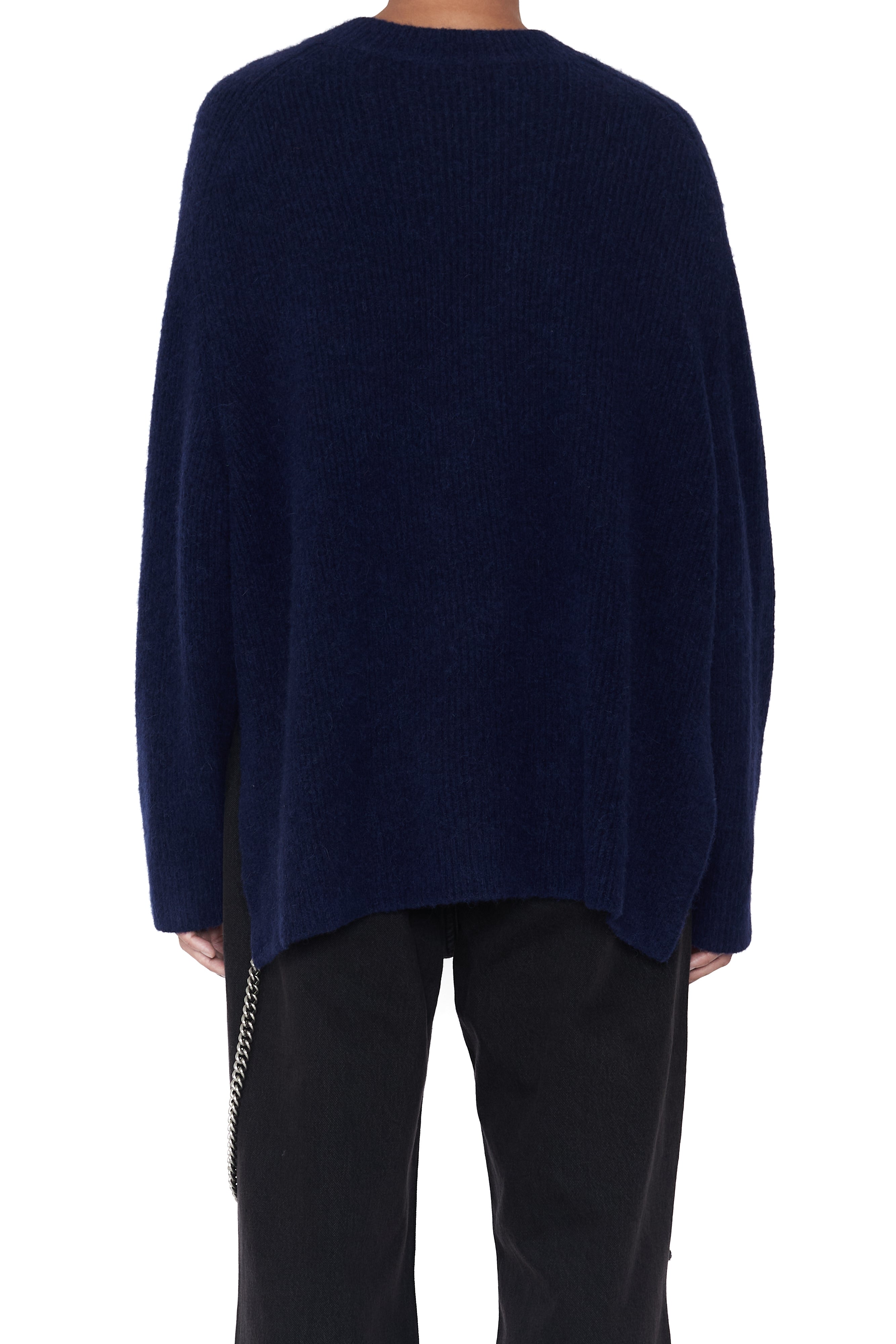 Load image into Gallery viewer, BLUE BABY ALPACA MOHAIR CABIN V-NECK SWEATER
