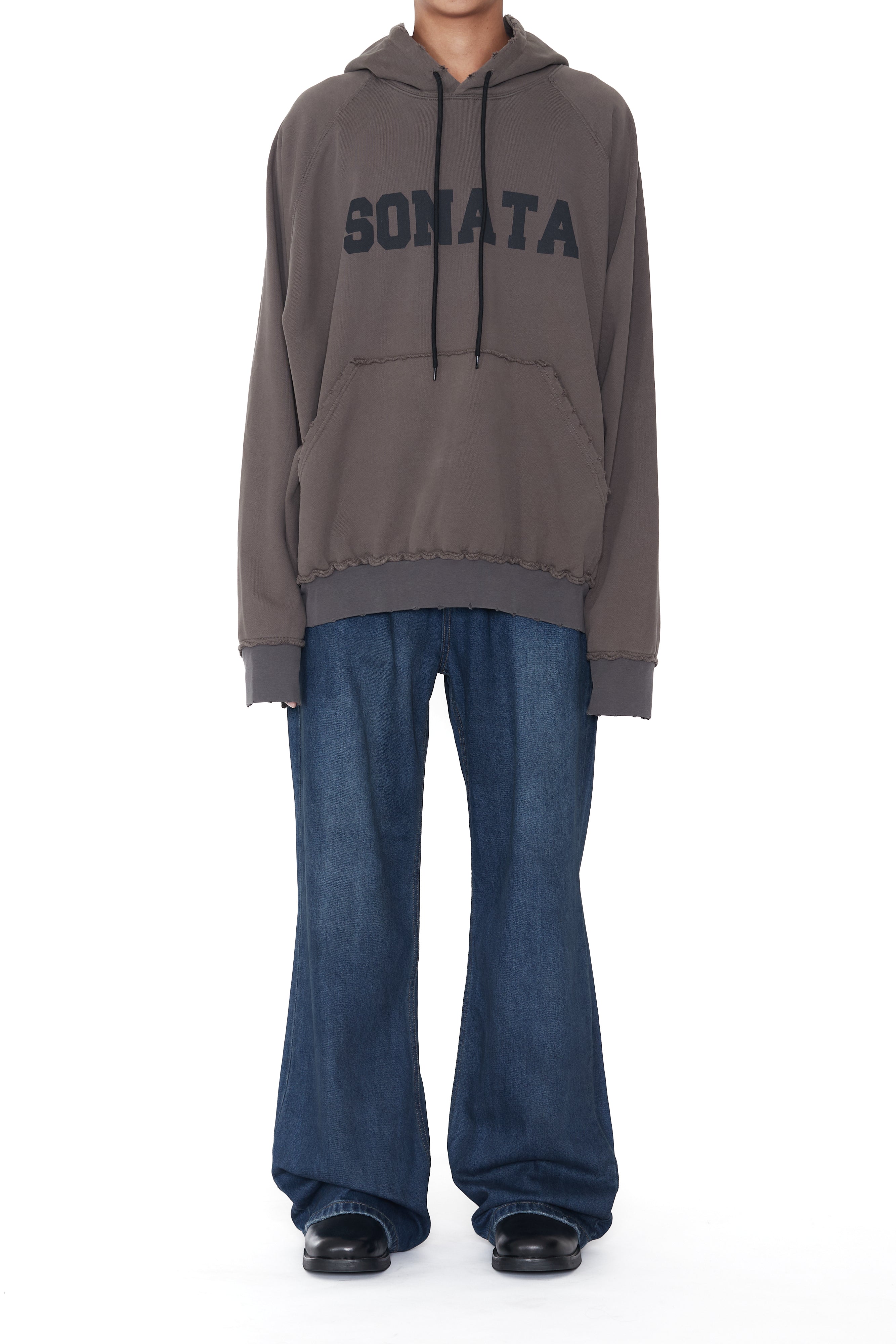 Load image into Gallery viewer, LIGHT BROWN WASHED DISTRESSED AGING SONATA PRINTED HOODIE
