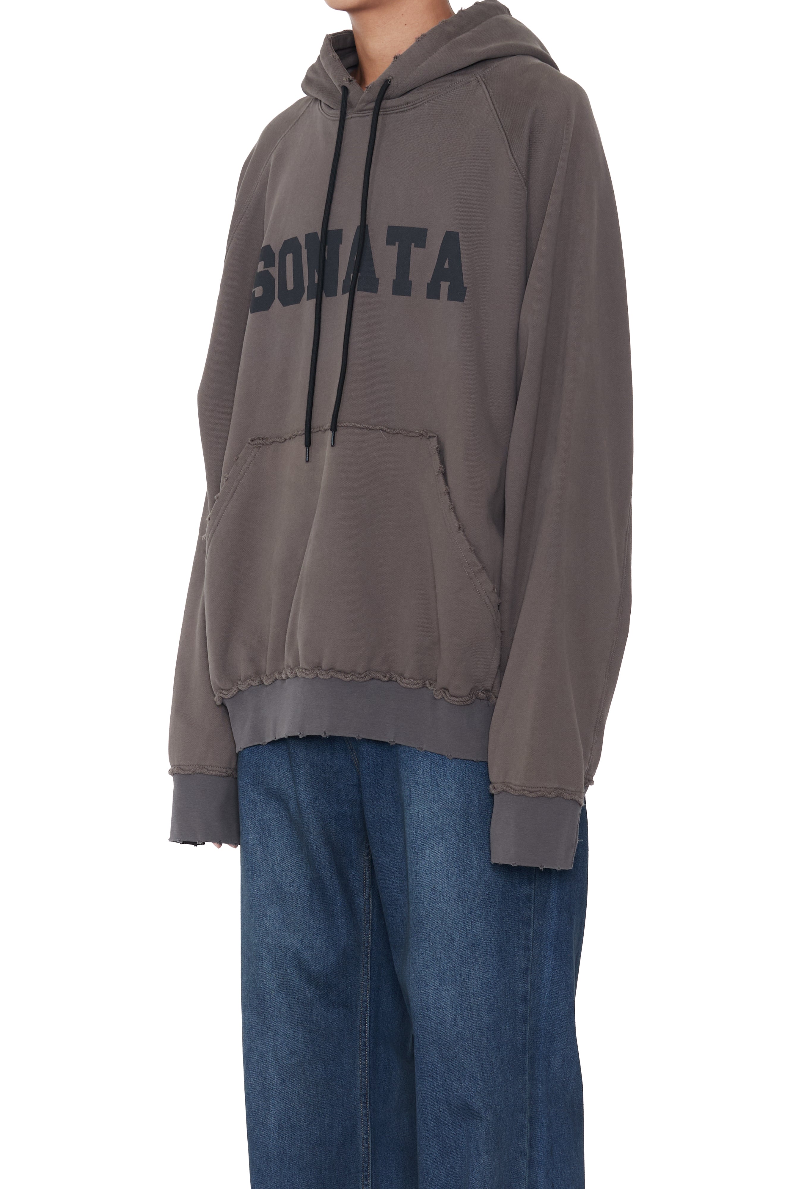 Load image into Gallery viewer, LIGHT BROWN WASHED DISTRESSED AGING SONATA PRINTED HOODIE
