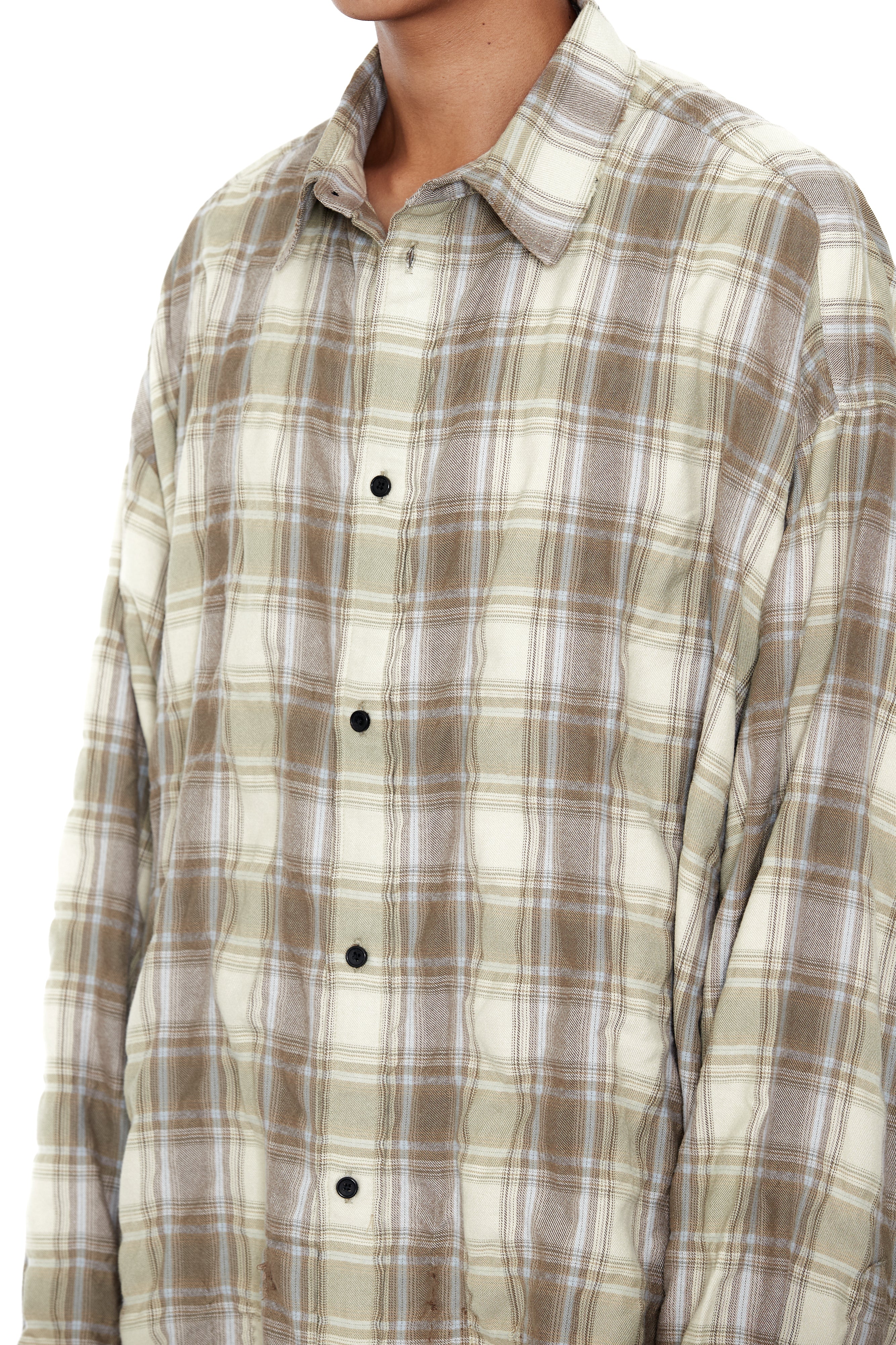 Load image into Gallery viewer, YELLOW BROWN CHECKED WASHED THRASHED STRUCTURED SHIRT
