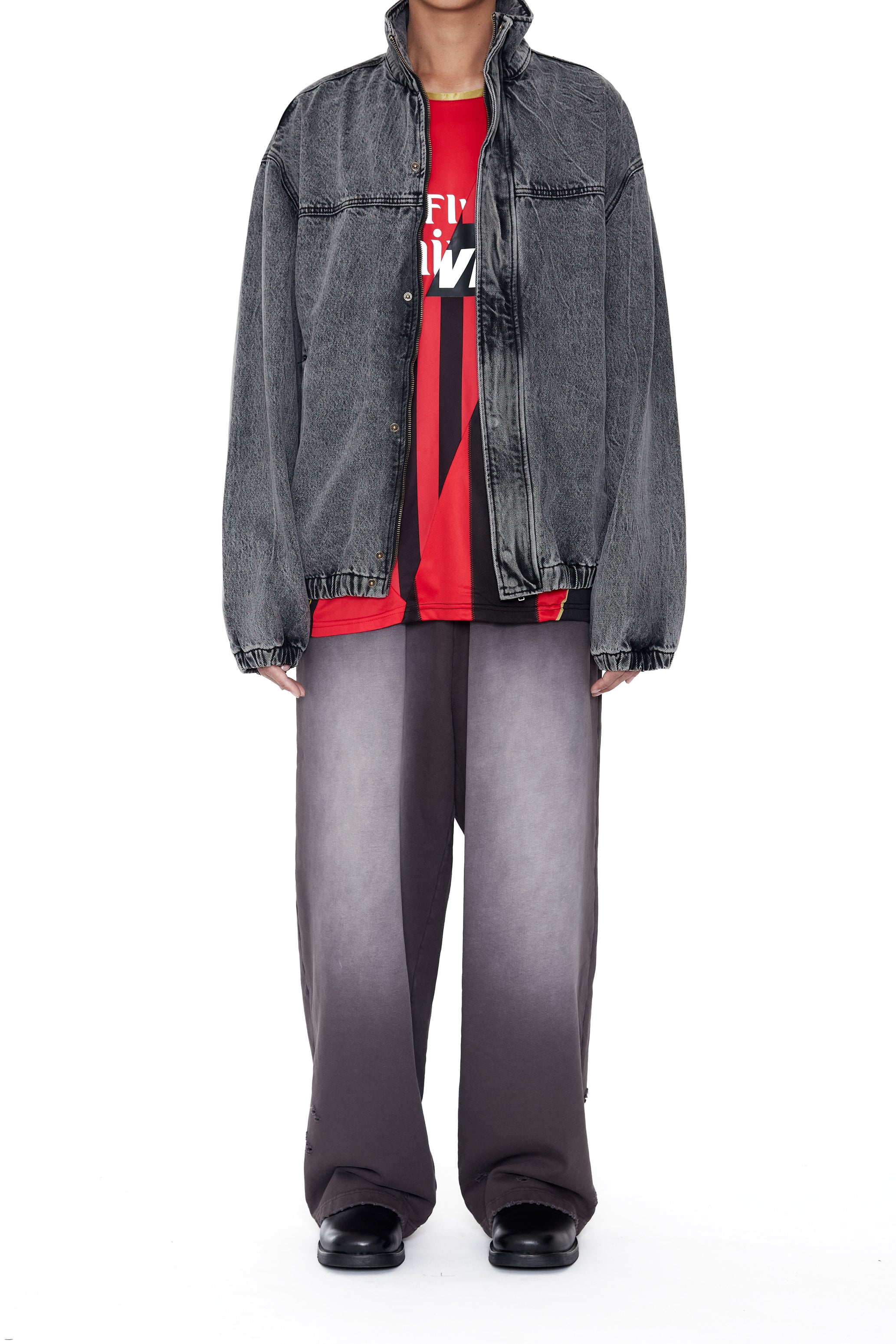 WORN BLACK AGING FADED DAMAGED SWEATPANTS