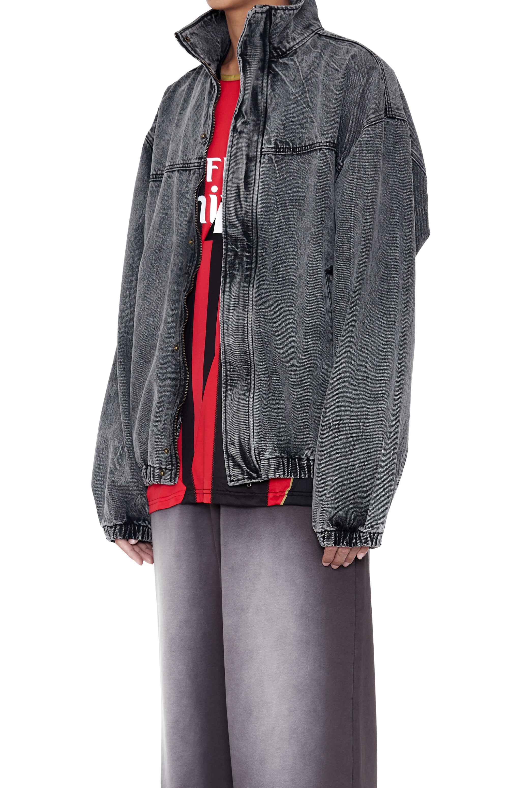 BLACK ACID WASH DENIM TOUR JACKET