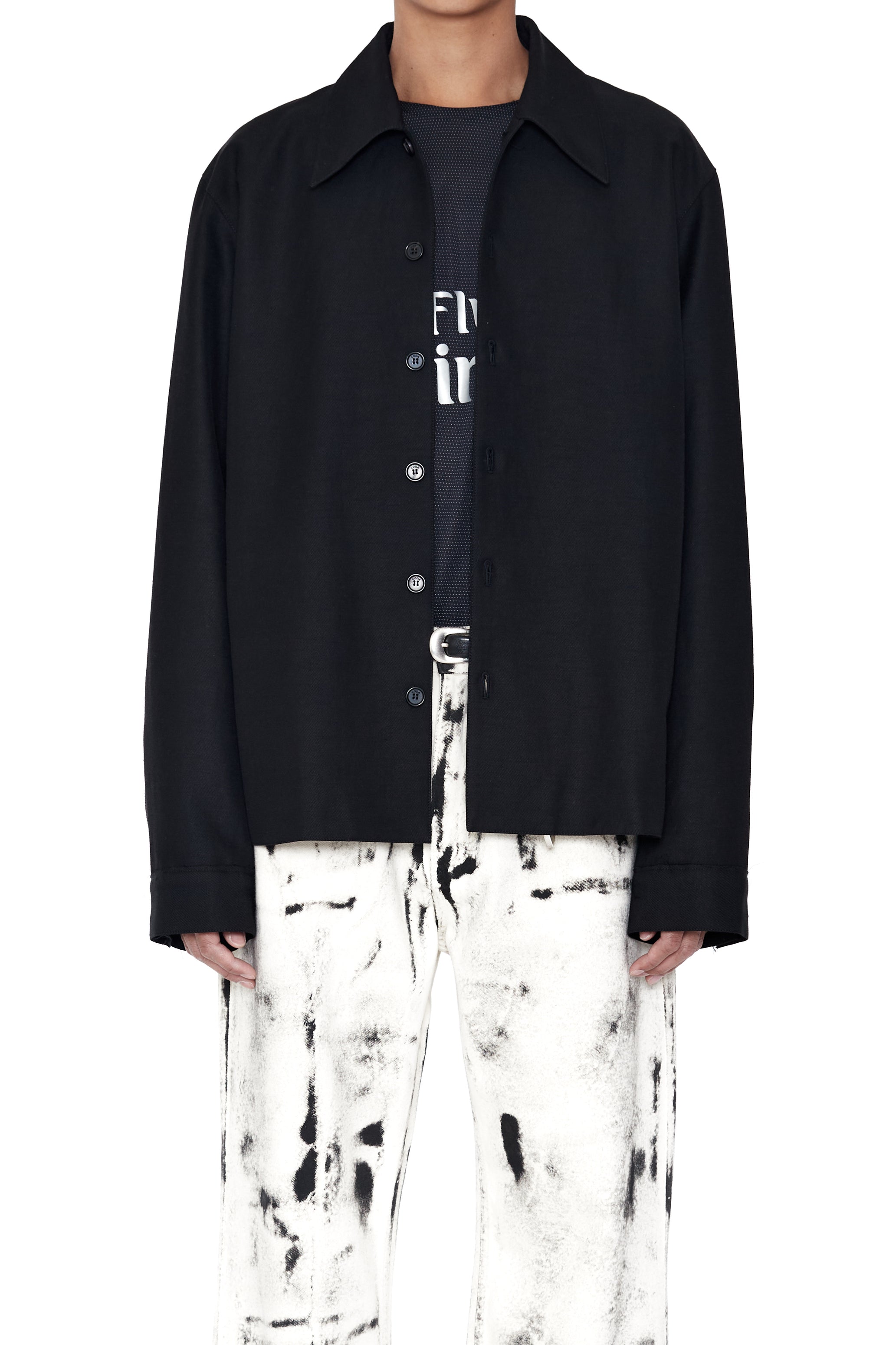 BLACK CUT OUT TIERED JACKET