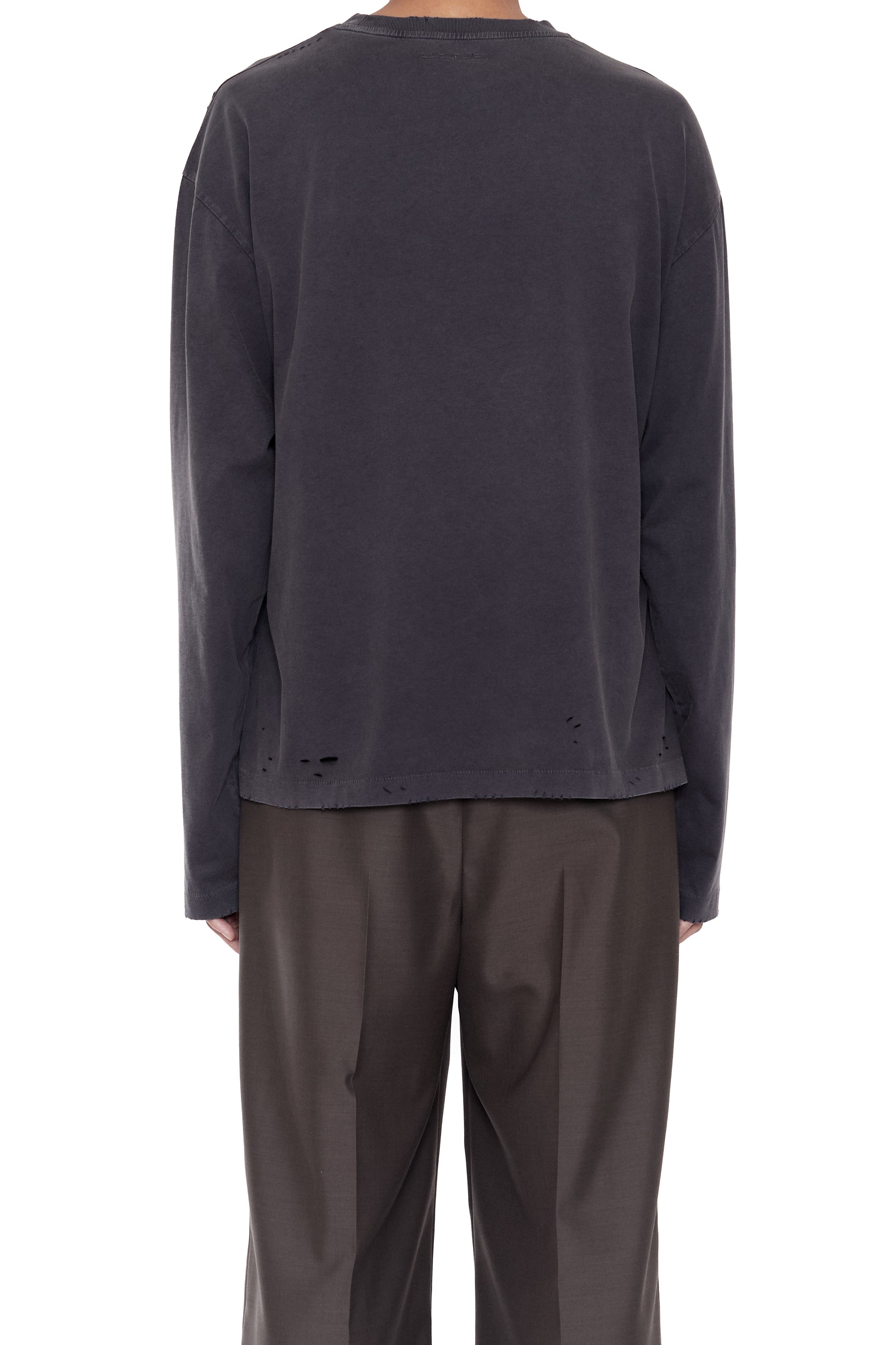 FADED BLACK AGING DAMAGED LONG SLEEVE T-SHIRT