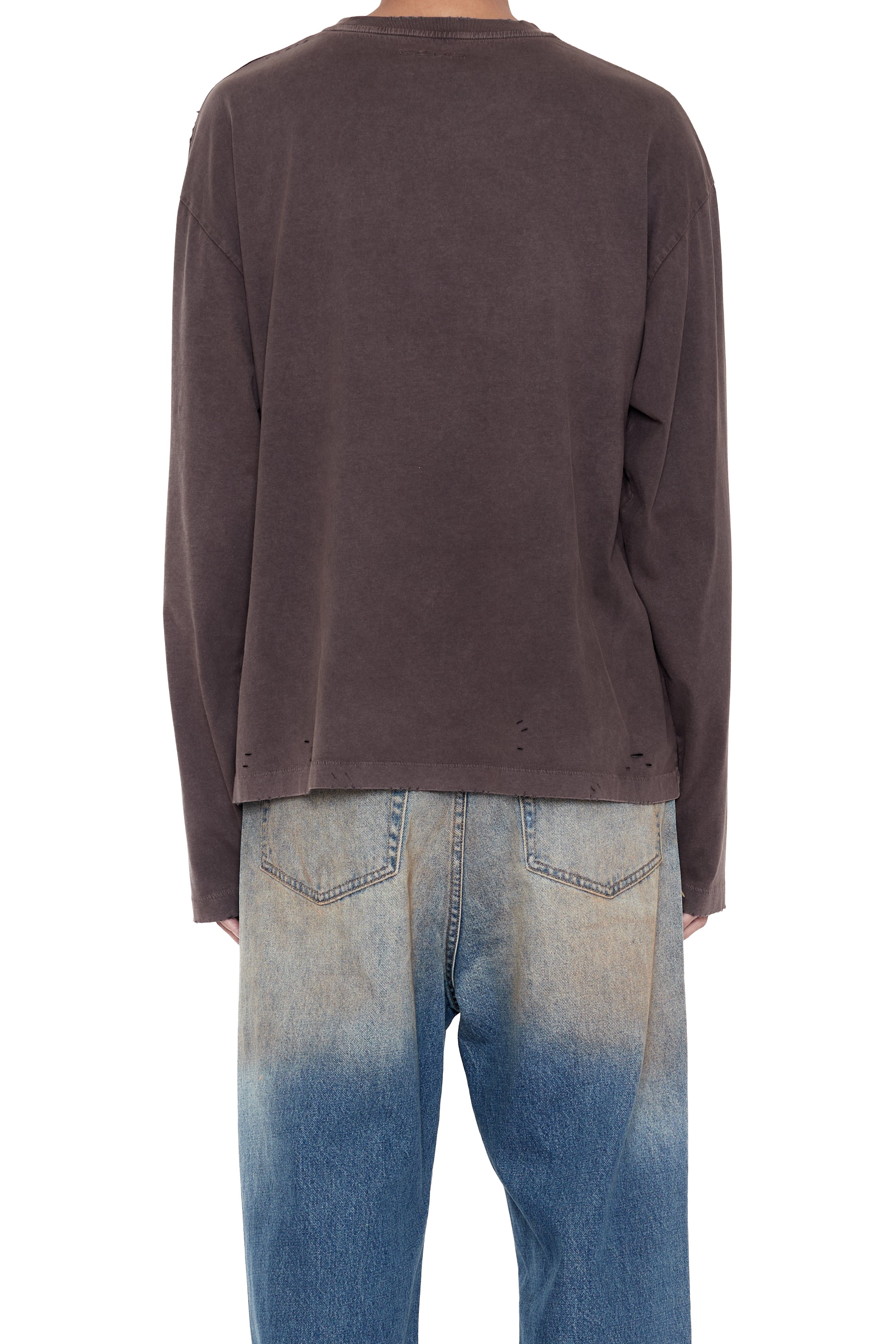 Load image into Gallery viewer, FADED GREY AGING DAMAGED LONG SLEEVE T-SHIRT
