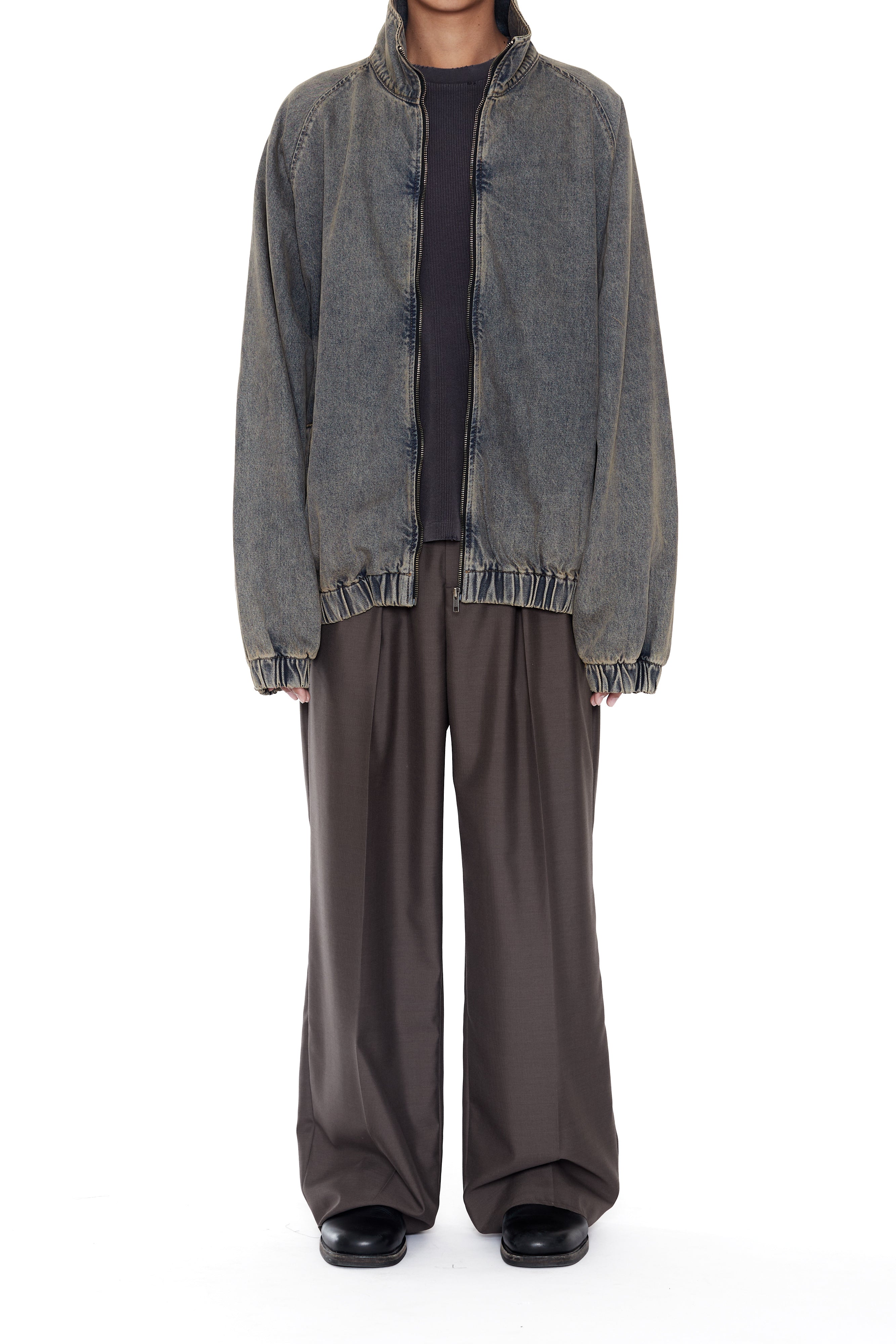 Load image into Gallery viewer, FADED BLACK AGING DAMAGED LONG SLEEVE WAFFLE TOPS
