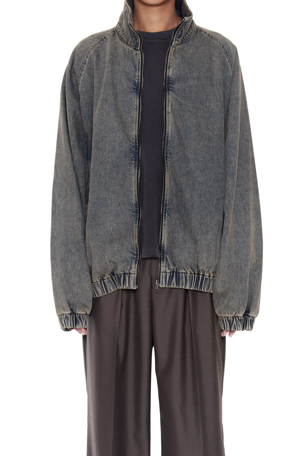 GREY ACID WASH DENIM PRO SPORTS JACKET