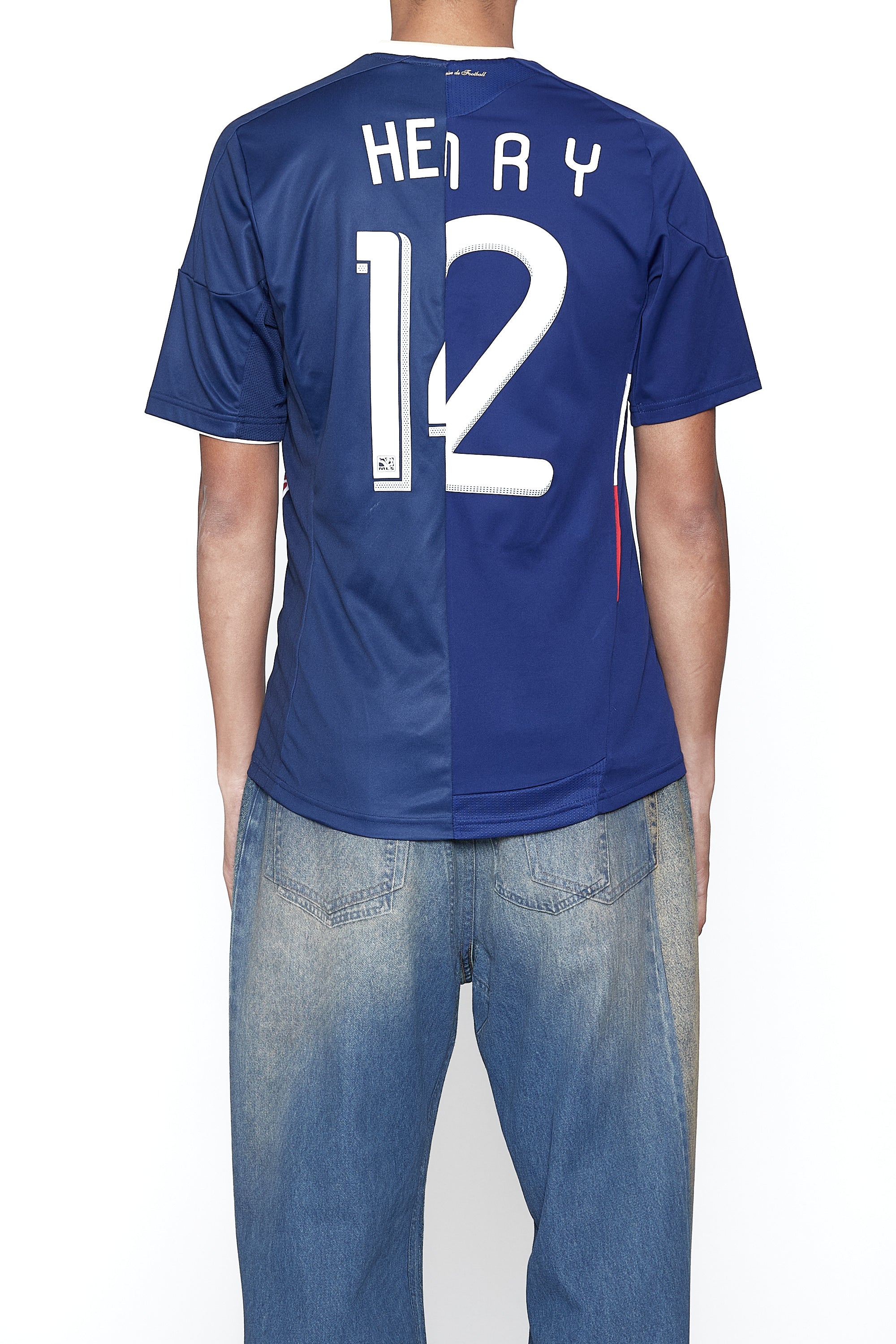 RECONSTRUCTED HYBRID VINTAGE SHRUNKEN SHORTSLEEVE FOOTBALL JERSEY (THIERRY HENRY A)