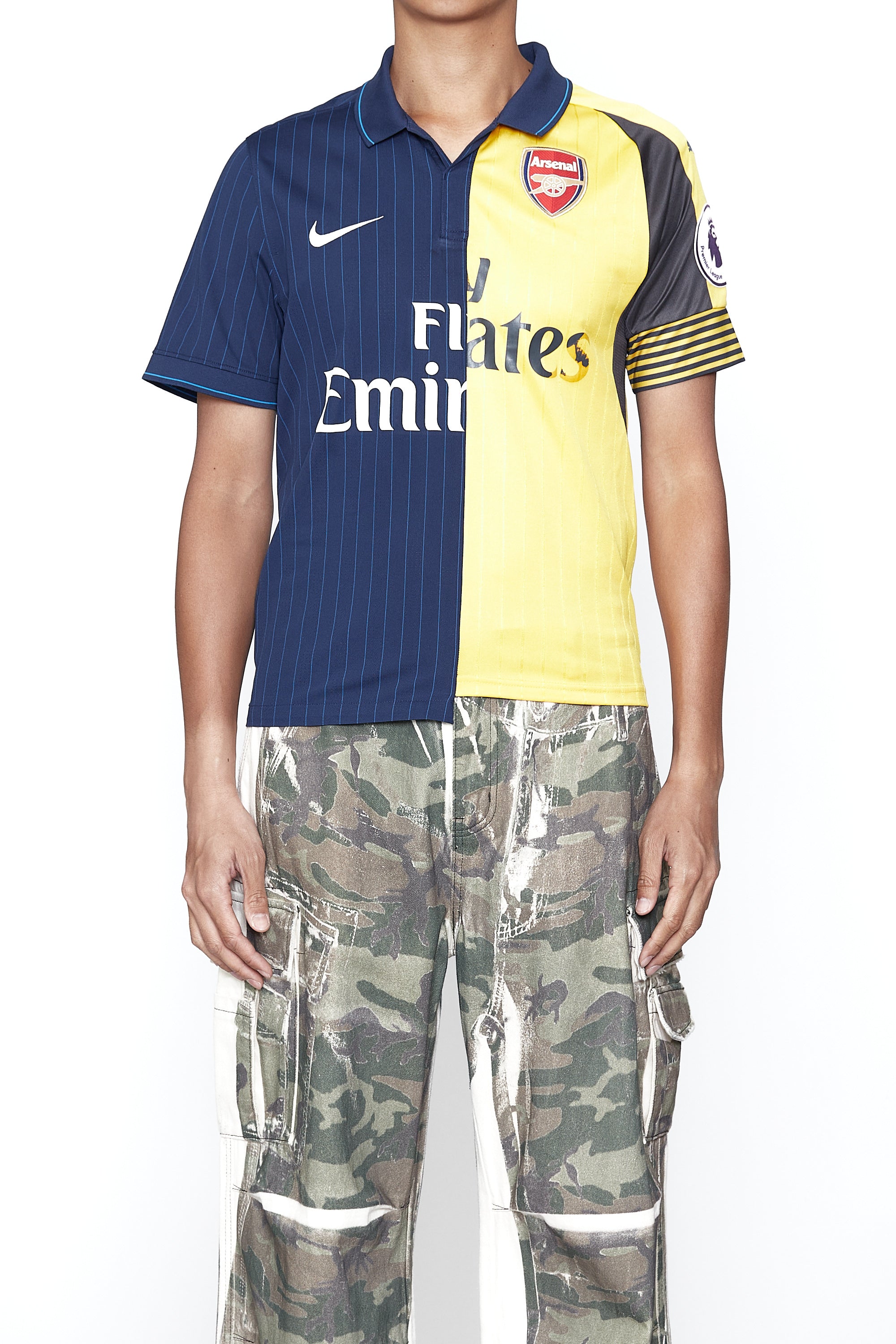 RECONSTRUCTED HYBRID VINTAGE SHRUNKEN SHORTSLEEVE FOOTBALL JERSEY (ARSENAL A)