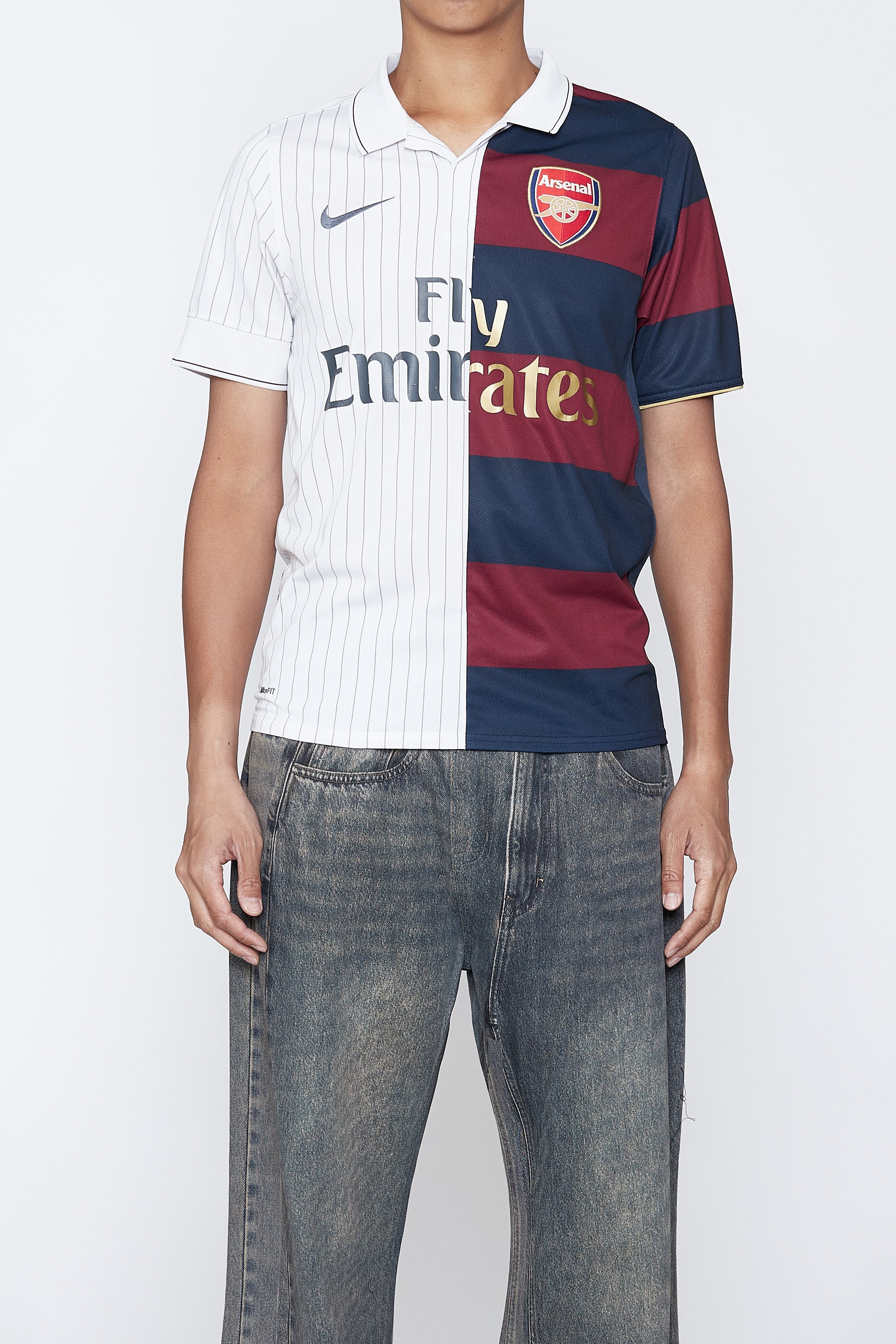 Load image into Gallery viewer, RECONSTRUCTED HYBRID VINTAGE SHRUNKEN SHORTSLEEVE FOOTBALL JERSEY (ARSENAL B)
