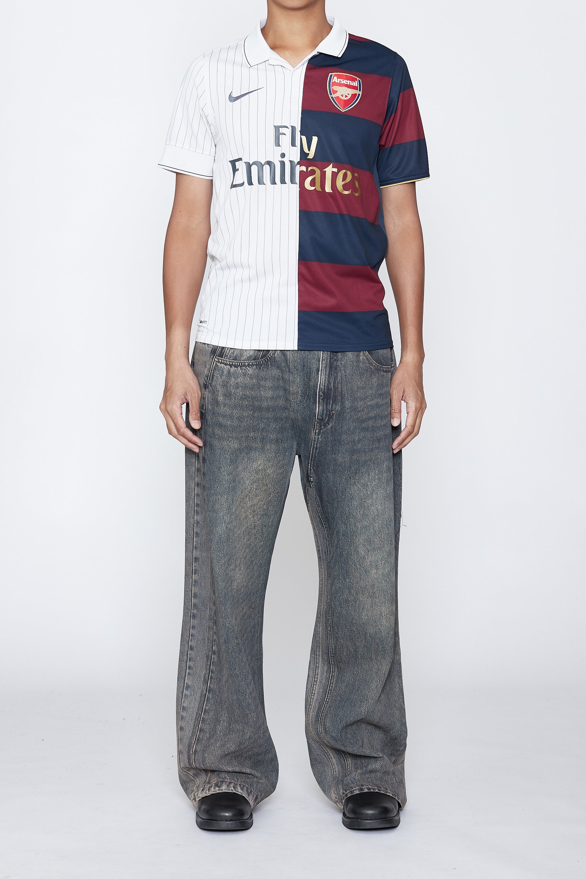 RECONSTRUCTED HYBRID VINTAGE SHRUNKEN SHORTSLEEVE FOOTBALL JERSEY (ARSENAL B)