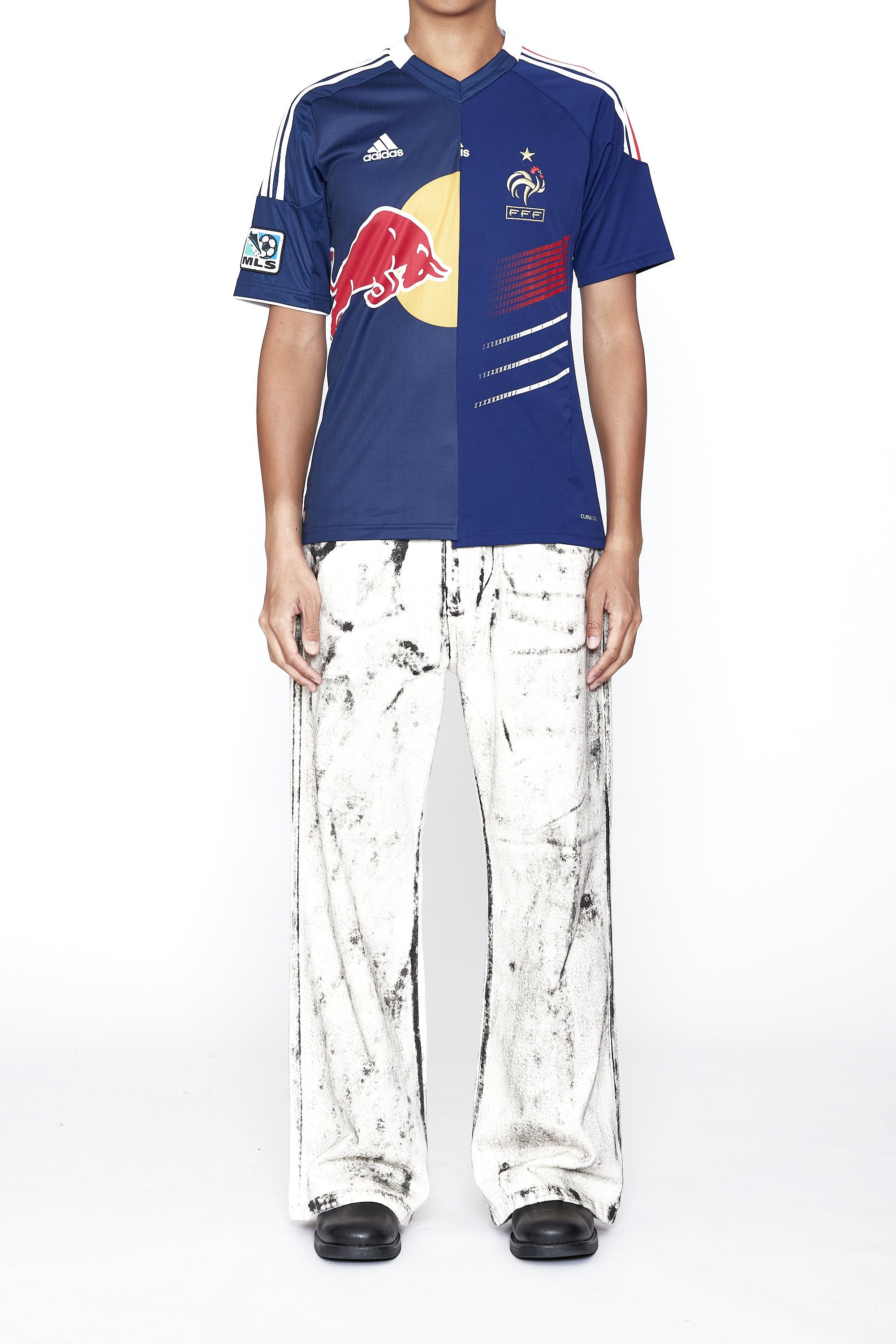 RECONSTRUCTED HYBRID VINTAGE SHRUNKEN SHORTSLEEVE FOOTBALL JERSEY (THIERRY HENRY B)