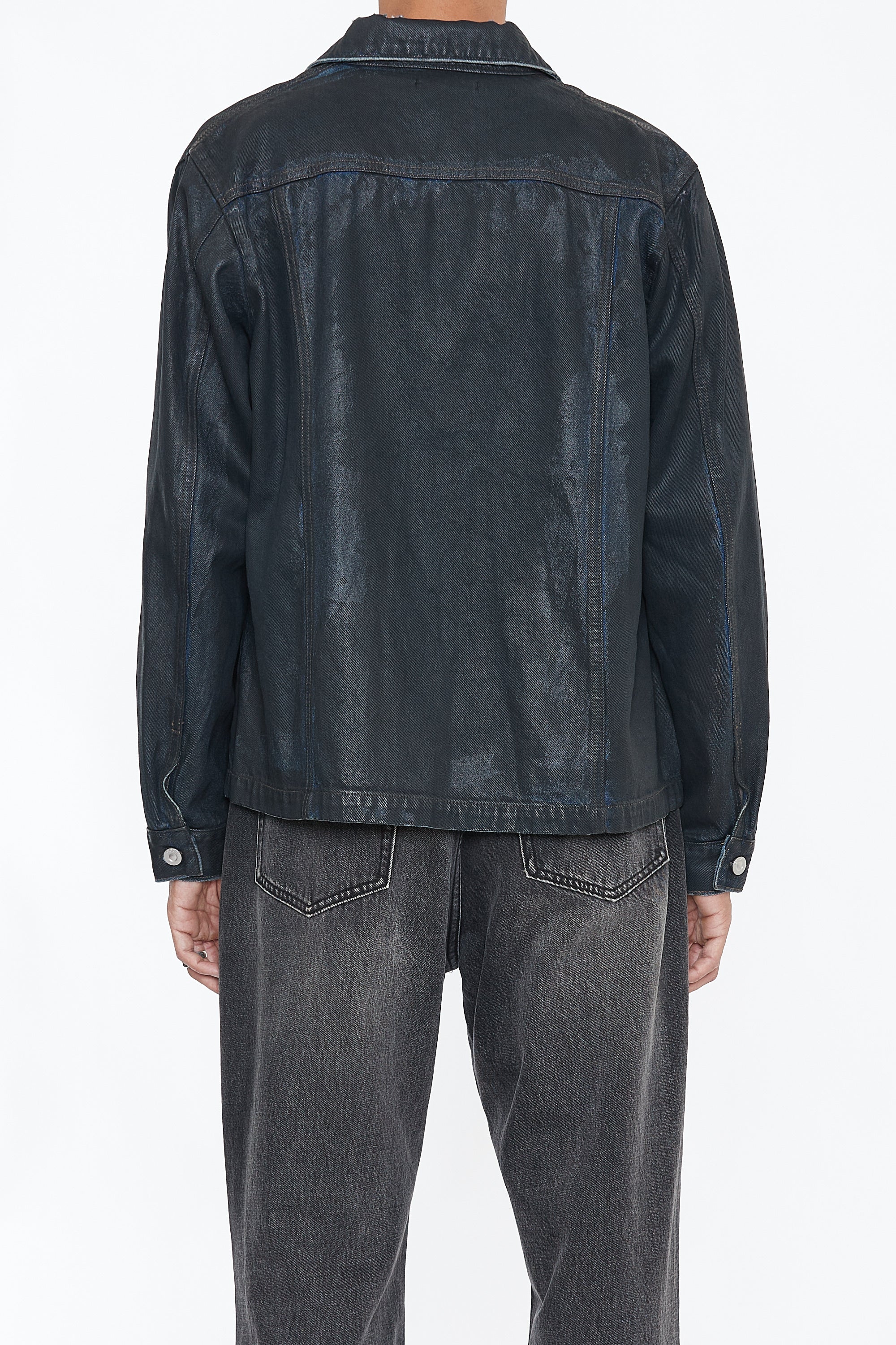 Load image into Gallery viewer, WAXED OFFSET DENIM TIERED JACKET
