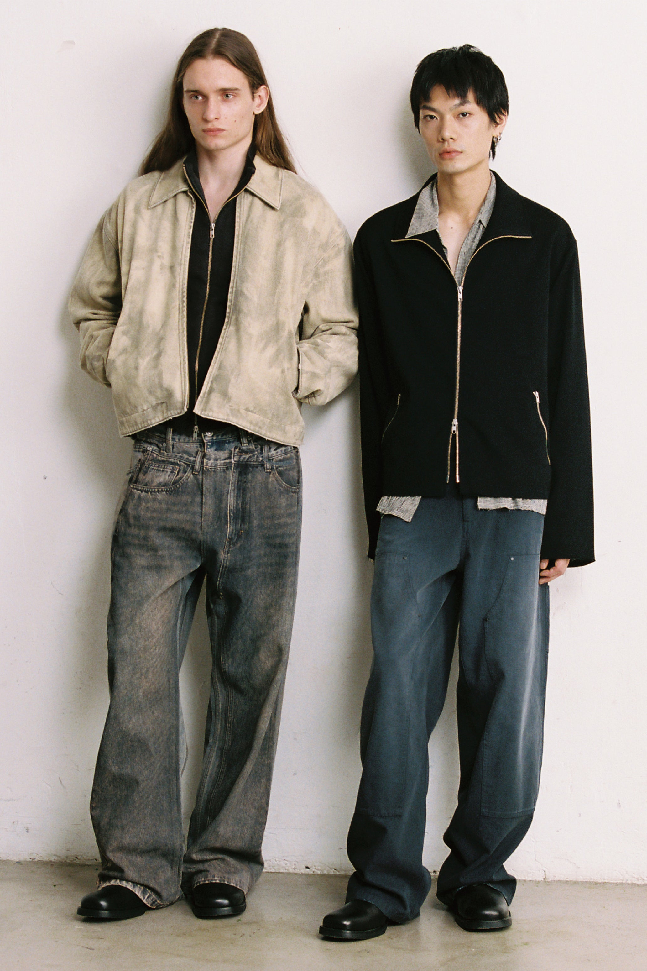 FADED BEIGE DAMAGED CANVAS CREW JACKET