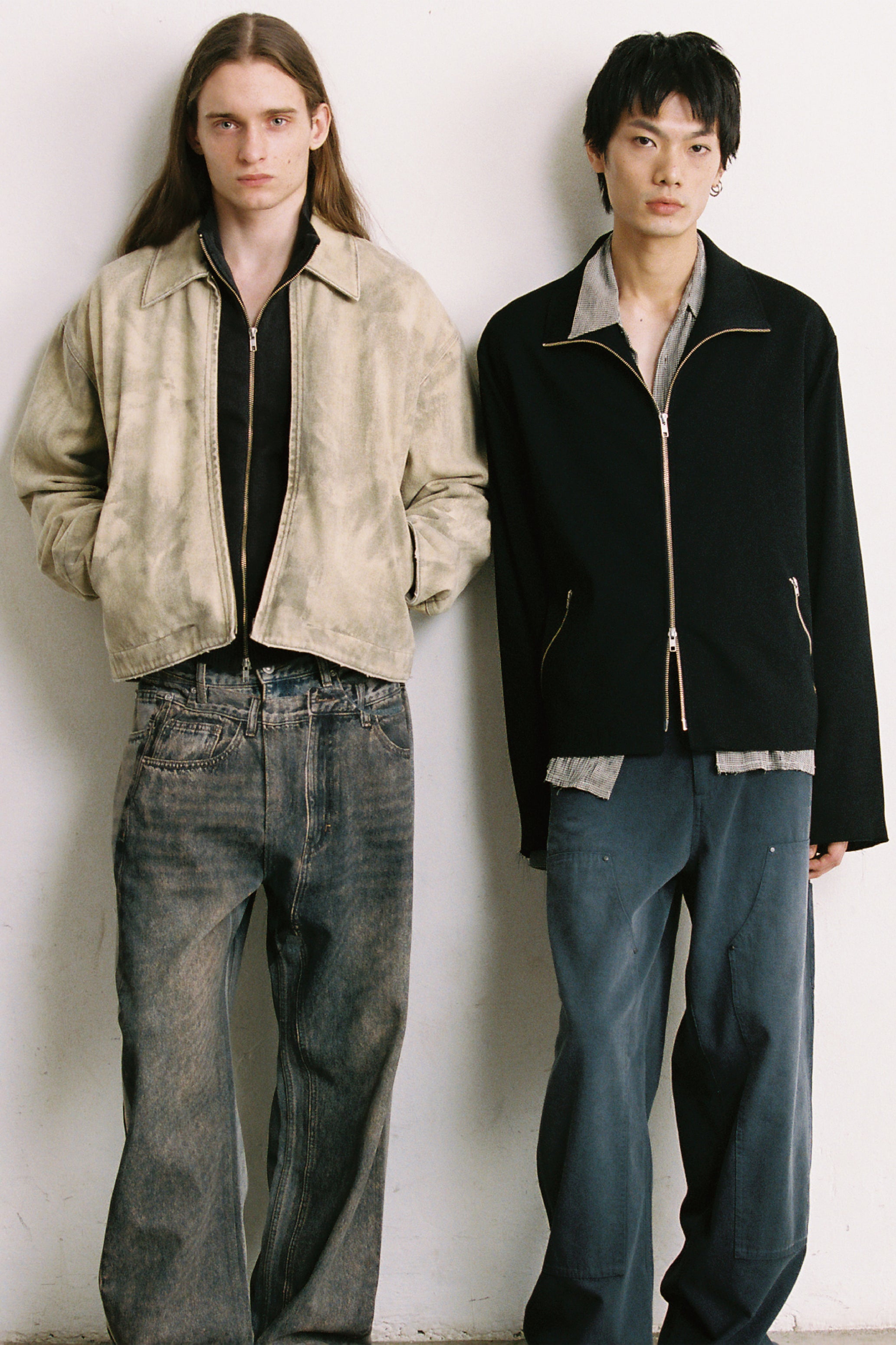 FADED BEIGE DAMAGED CANVAS CREW JACKET