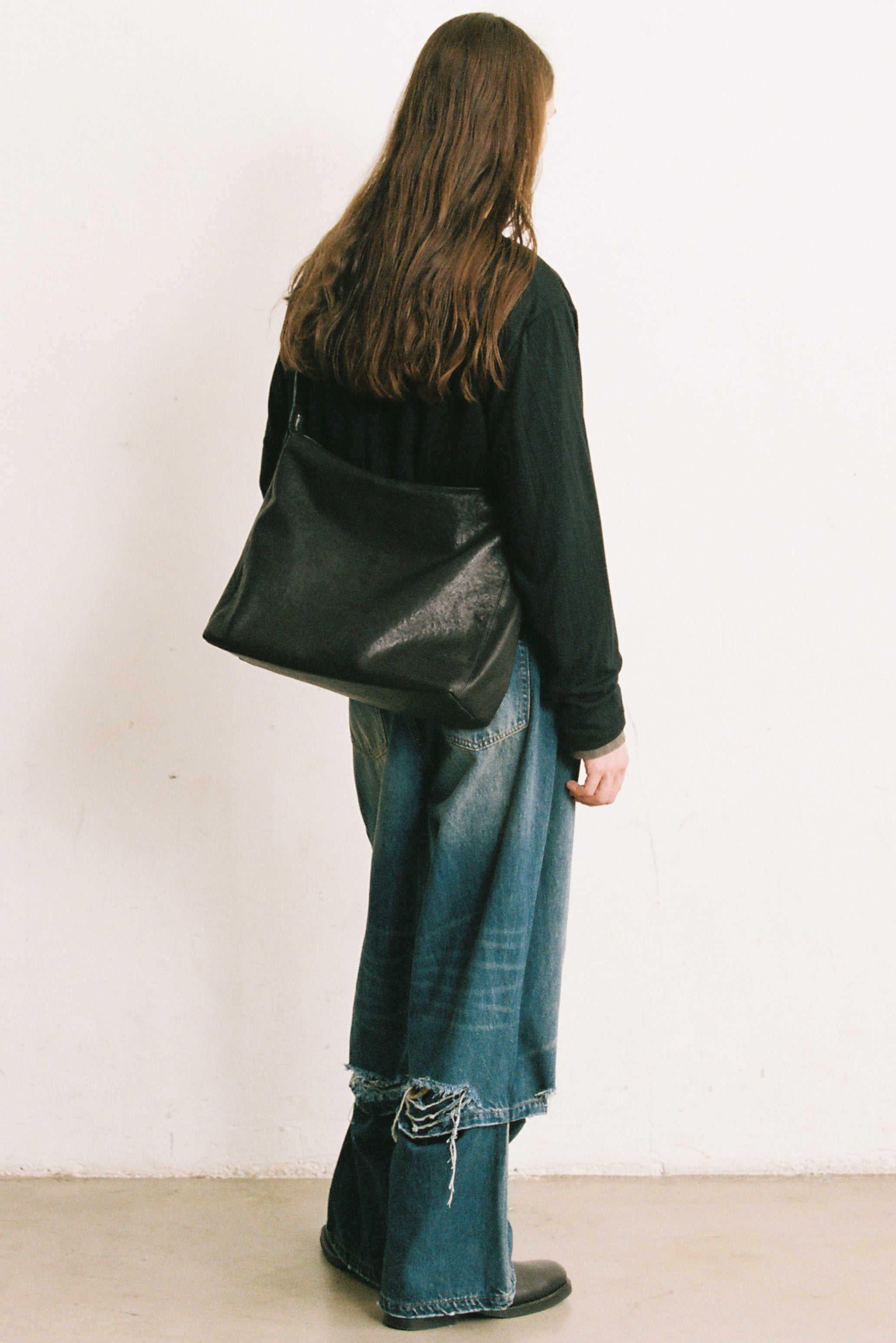 BLACK LAMB LEATHER 3WAYS SLACK BAG