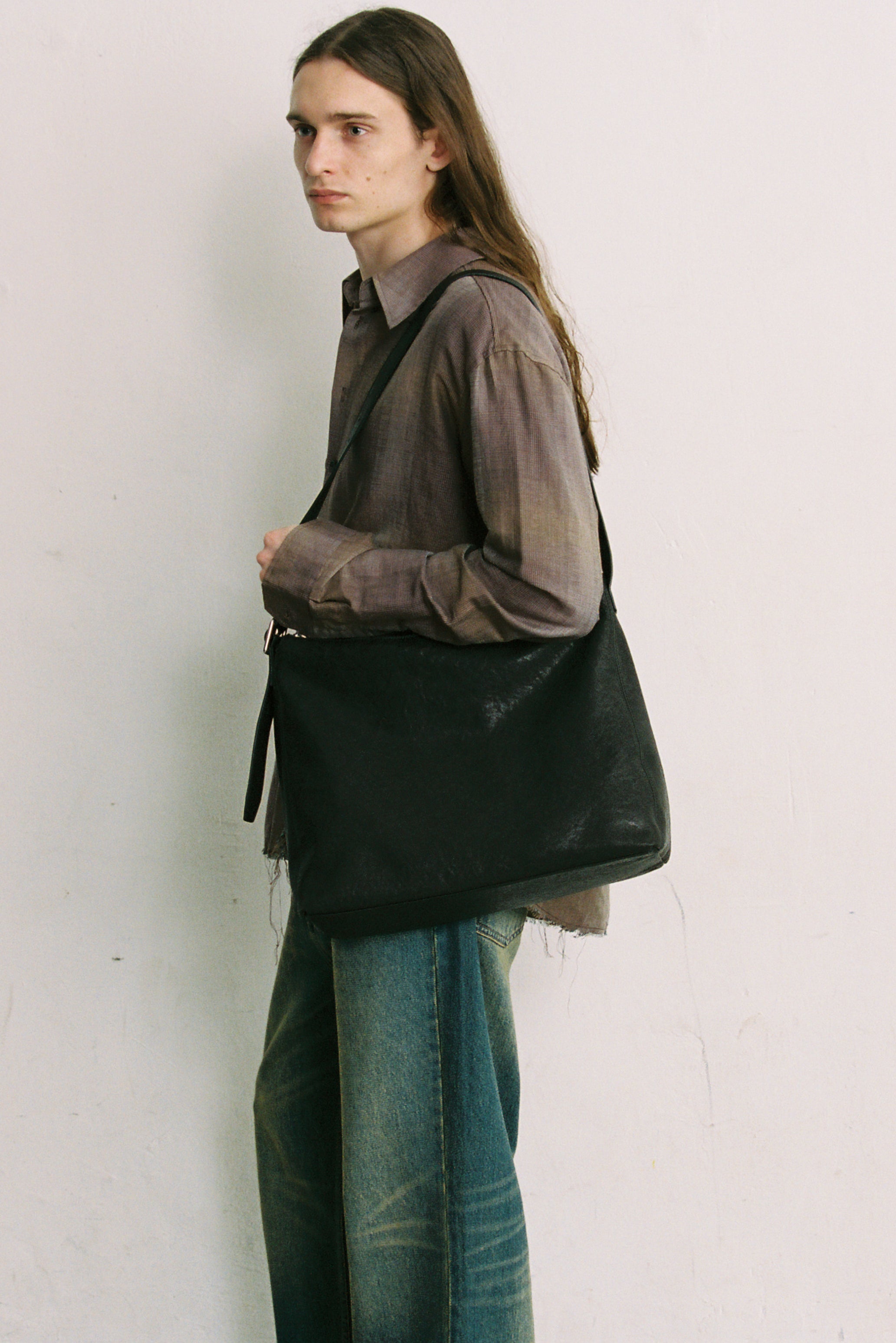 BLACK LAMB LEATHER 3WAYS SLACK BAG