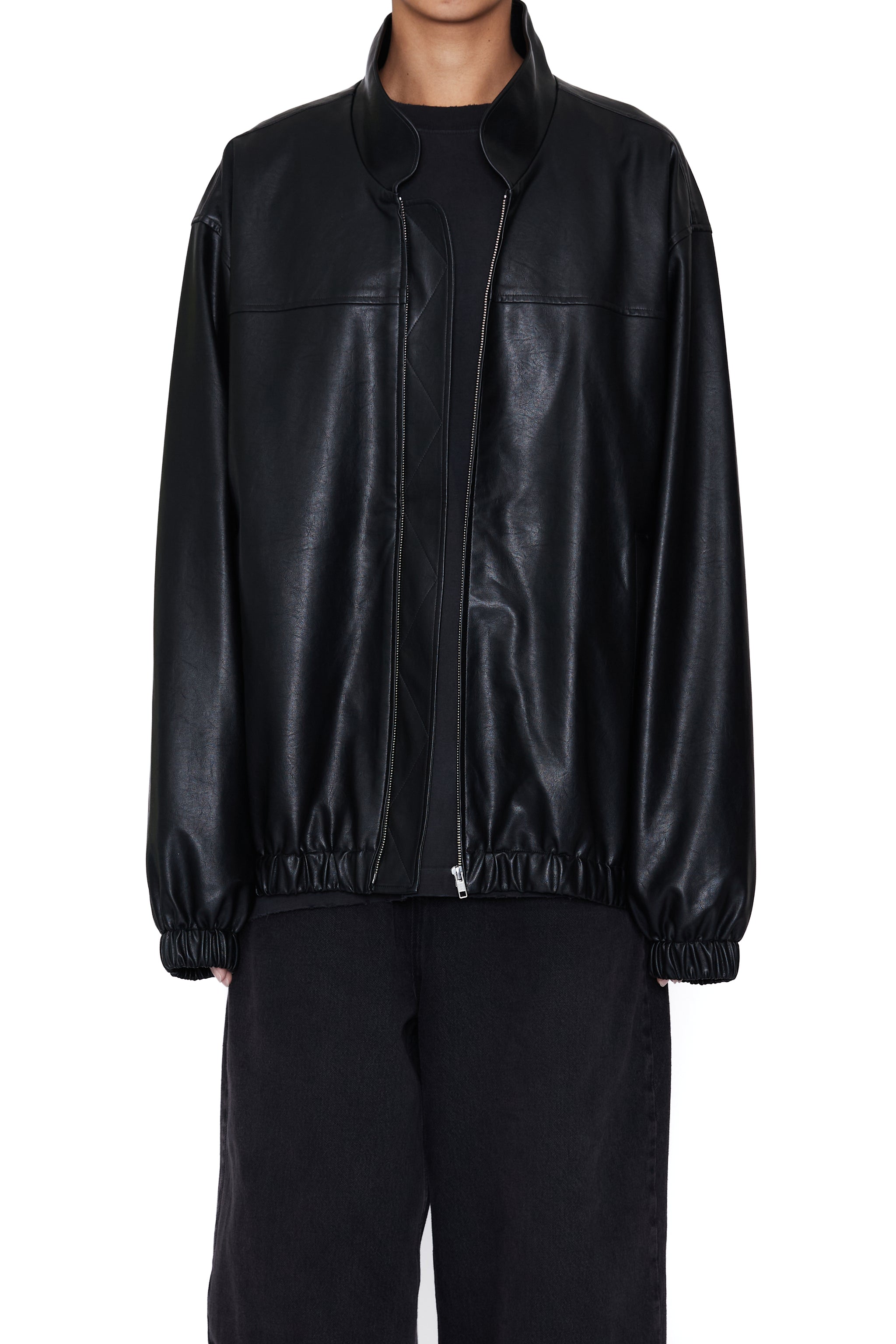 CODA ブラック 合成皮革 ジャケット サイズ0 CODA BLACK SYNTHEITC LEATHER OVERSIZED TEAM JACKET