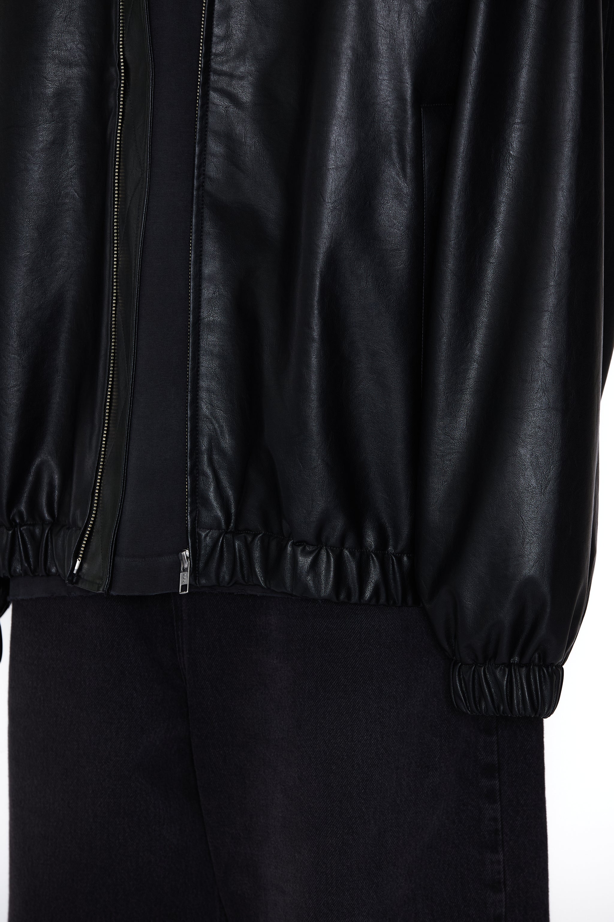 CODA BLACK SYNTHEITC LEATHER OVERSIZED TEAM JACKET