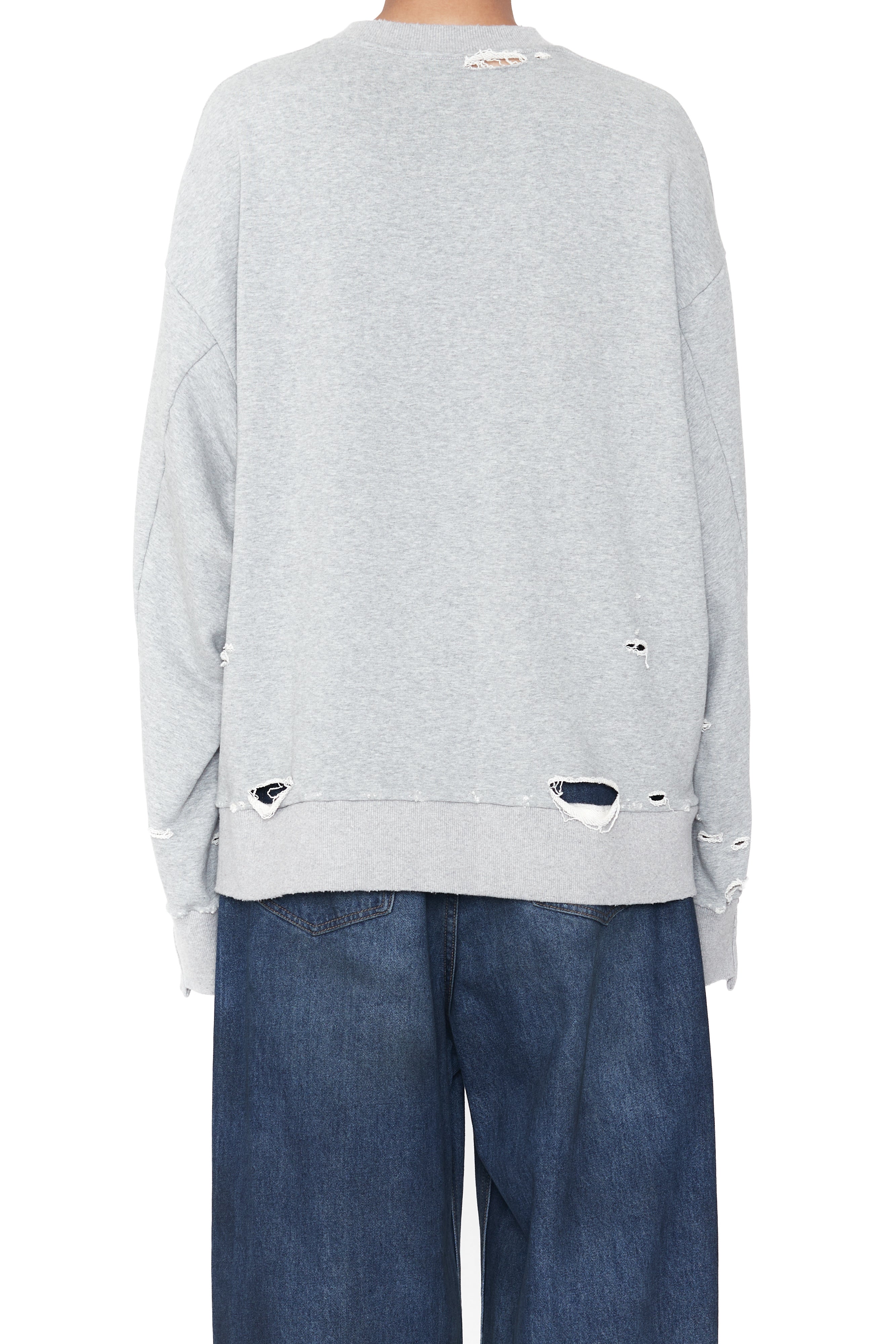 Load image into Gallery viewer, MELANGE GREY AGING DESTROYED SWEATSHIRT
