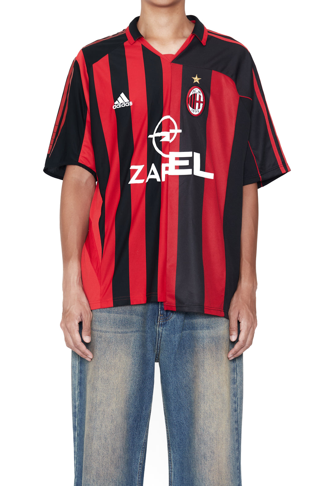 RECONSTRUCTED HYBRID VINTAGE SHORTSLEEVE FOOTBALL JERSEY (AC MILAN)