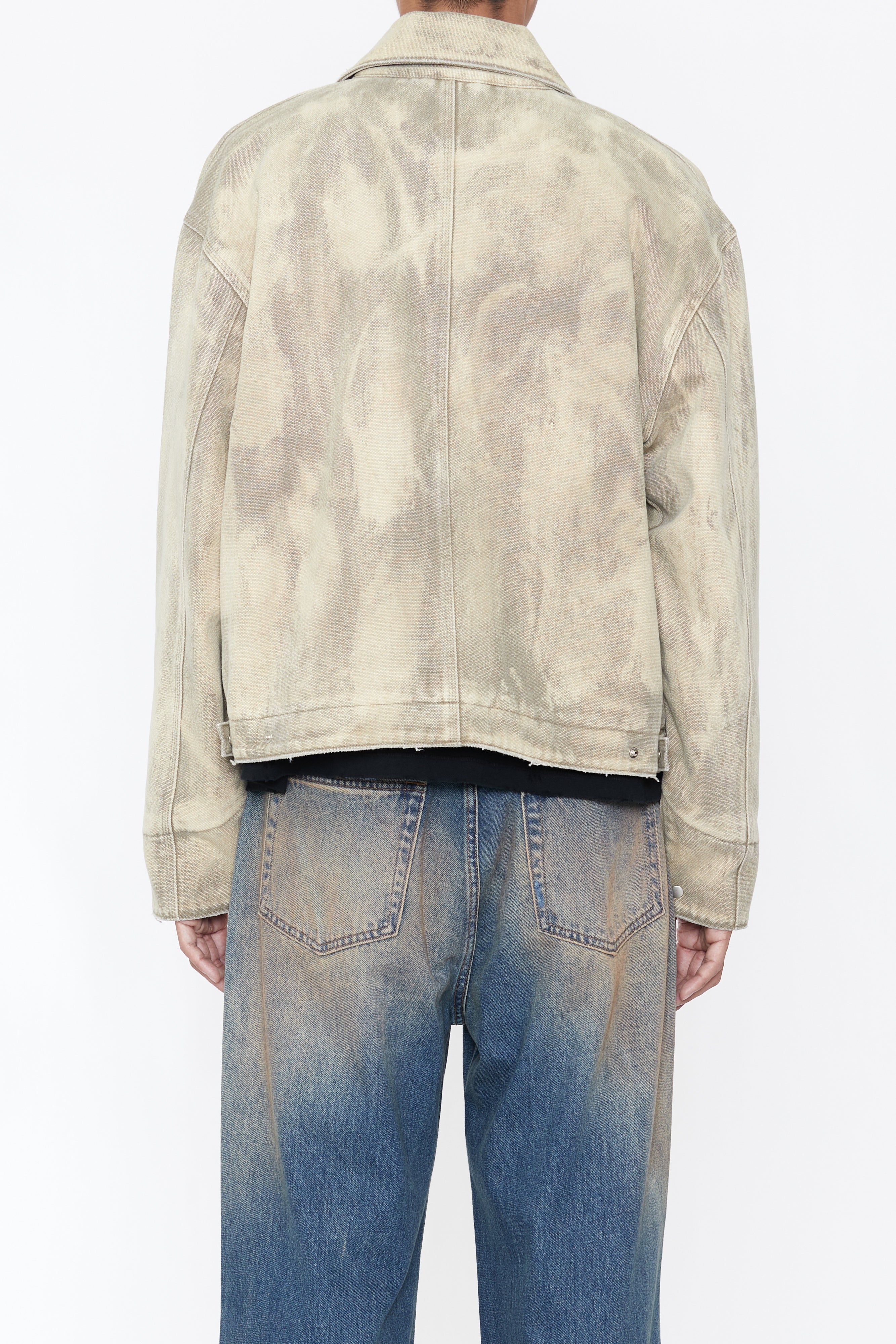 Load image into Gallery viewer, FADED BEIGE DAMAGED CANVAS CREW JACKET
