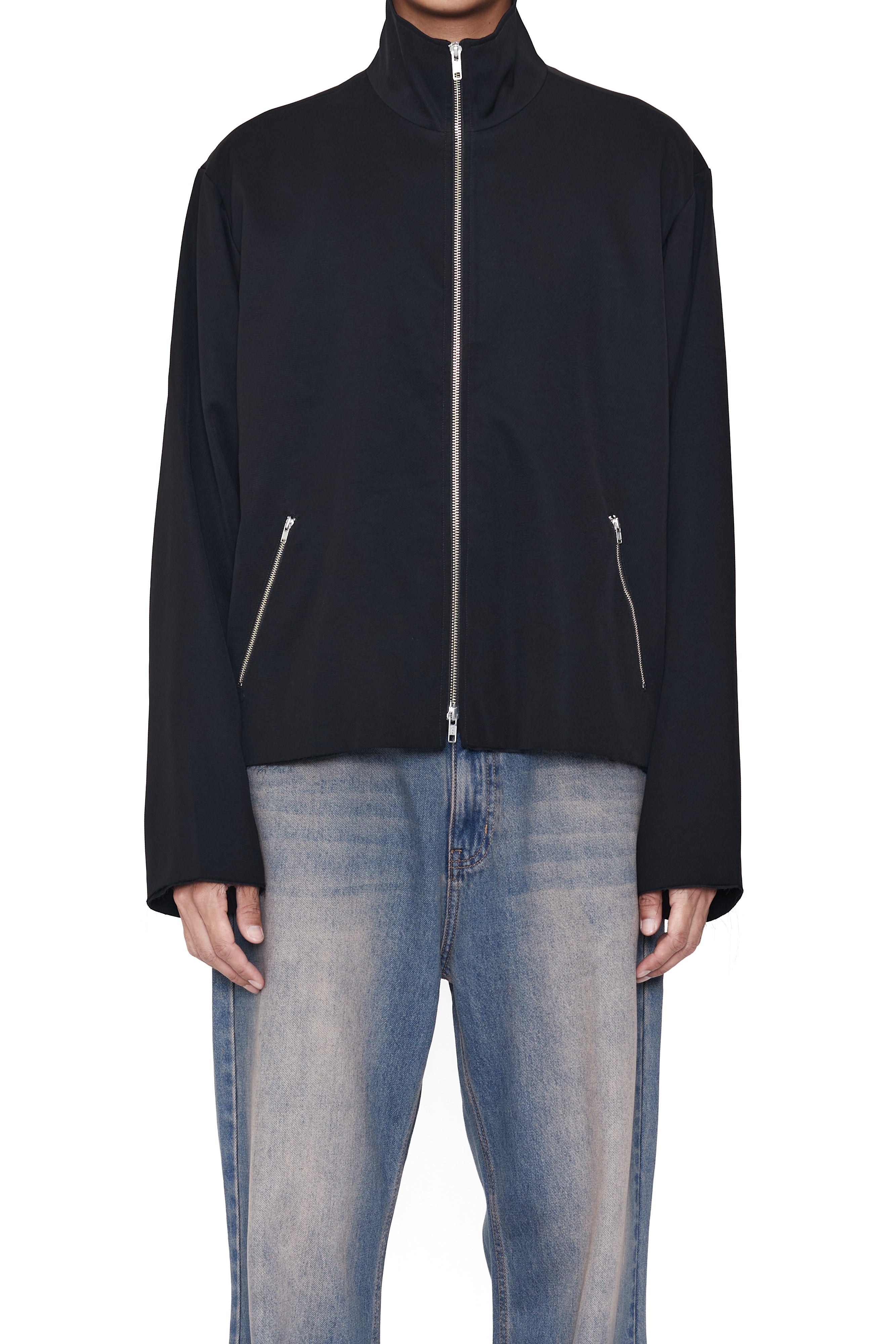 Load image into Gallery viewer, BLACK DISSOLVE HIGH NECK ZIP JACKET
