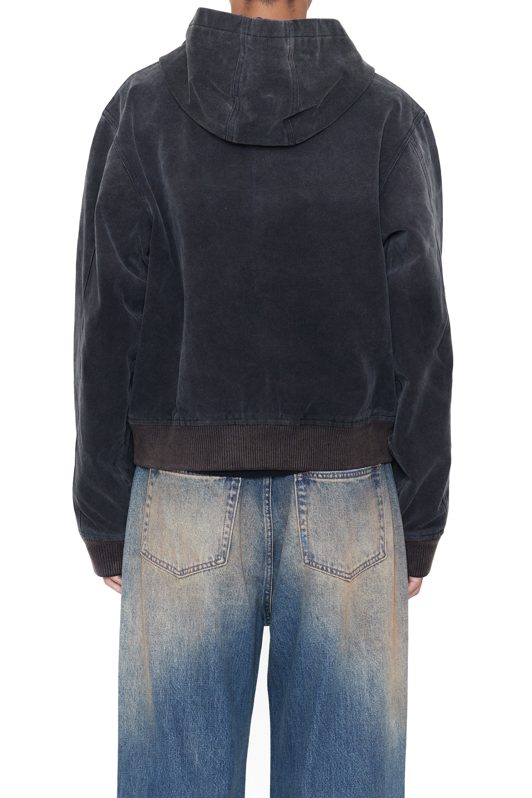 FADED BLACK CANVAS HOODIE JACKET