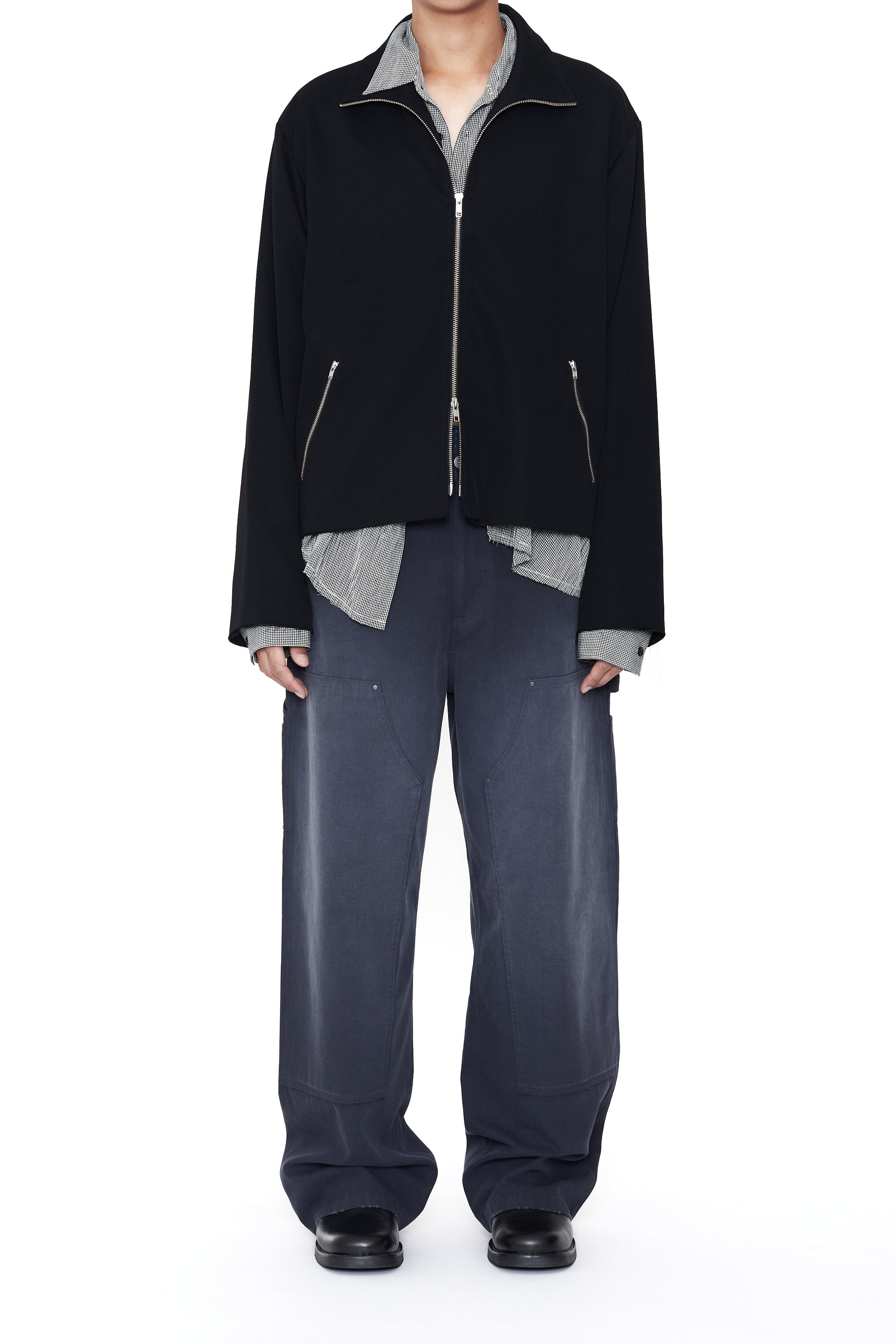 BLACK DISSOLVE HIGH NECK ZIP JACKET