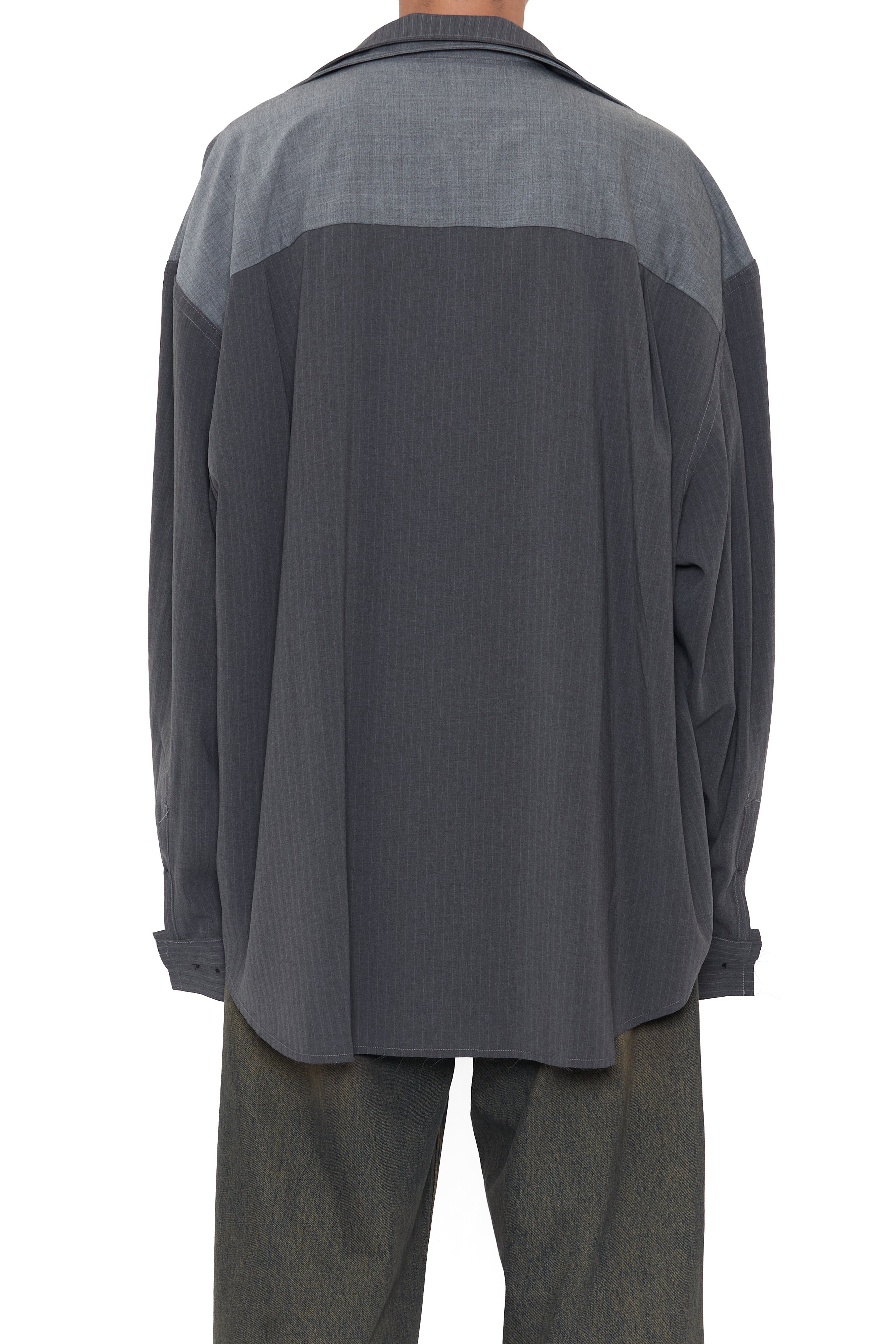 Load image into Gallery viewer, GREY WOOL POLY 2IN1 DOUBLE LAYERED REVERSIBLE HYBRID SHIRT

