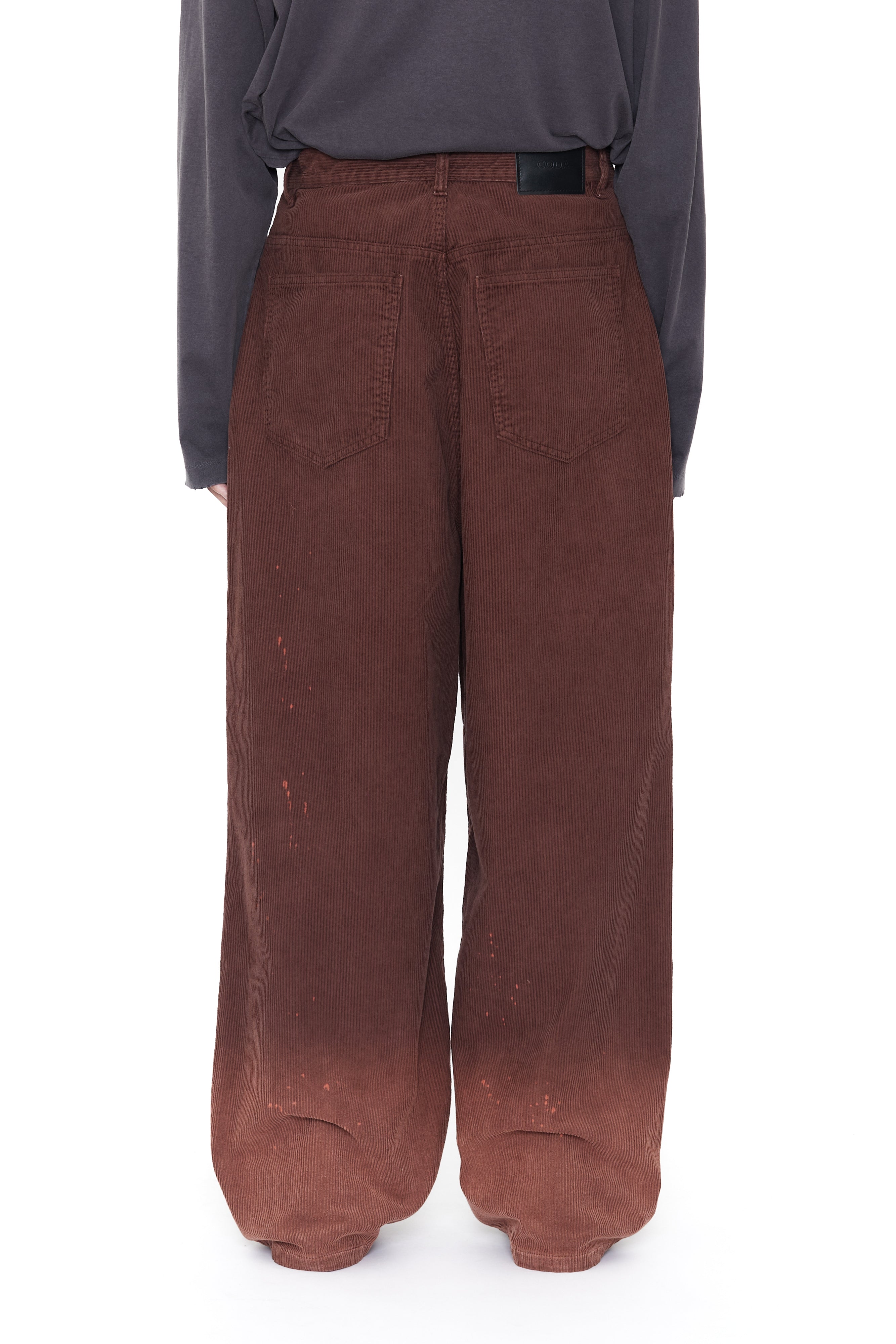 Load image into Gallery viewer, BROWN WASHED BLEACHED CORDUROY EXTENDED CUT LUFT PANTS
