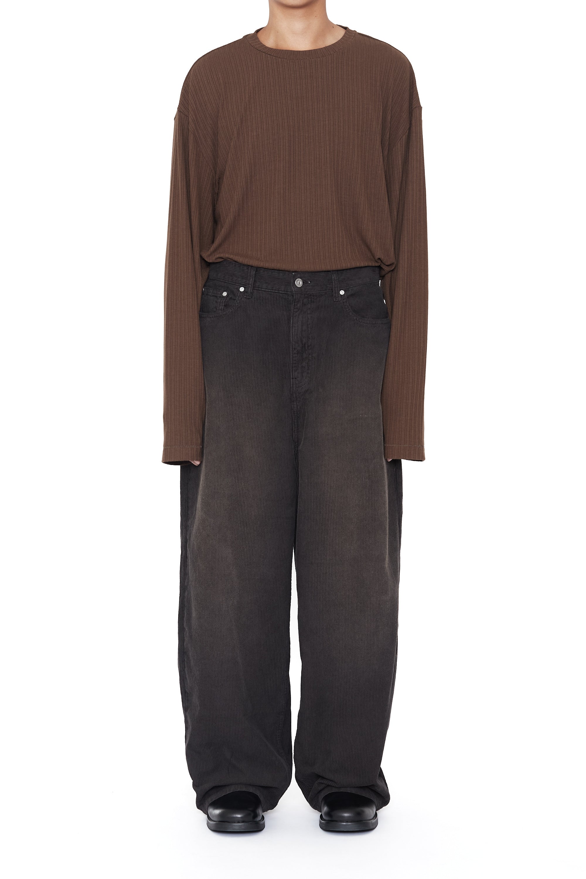 Load image into Gallery viewer, GREY WASHED CORDUROY EXTENDED CUT LUFT PANTS
