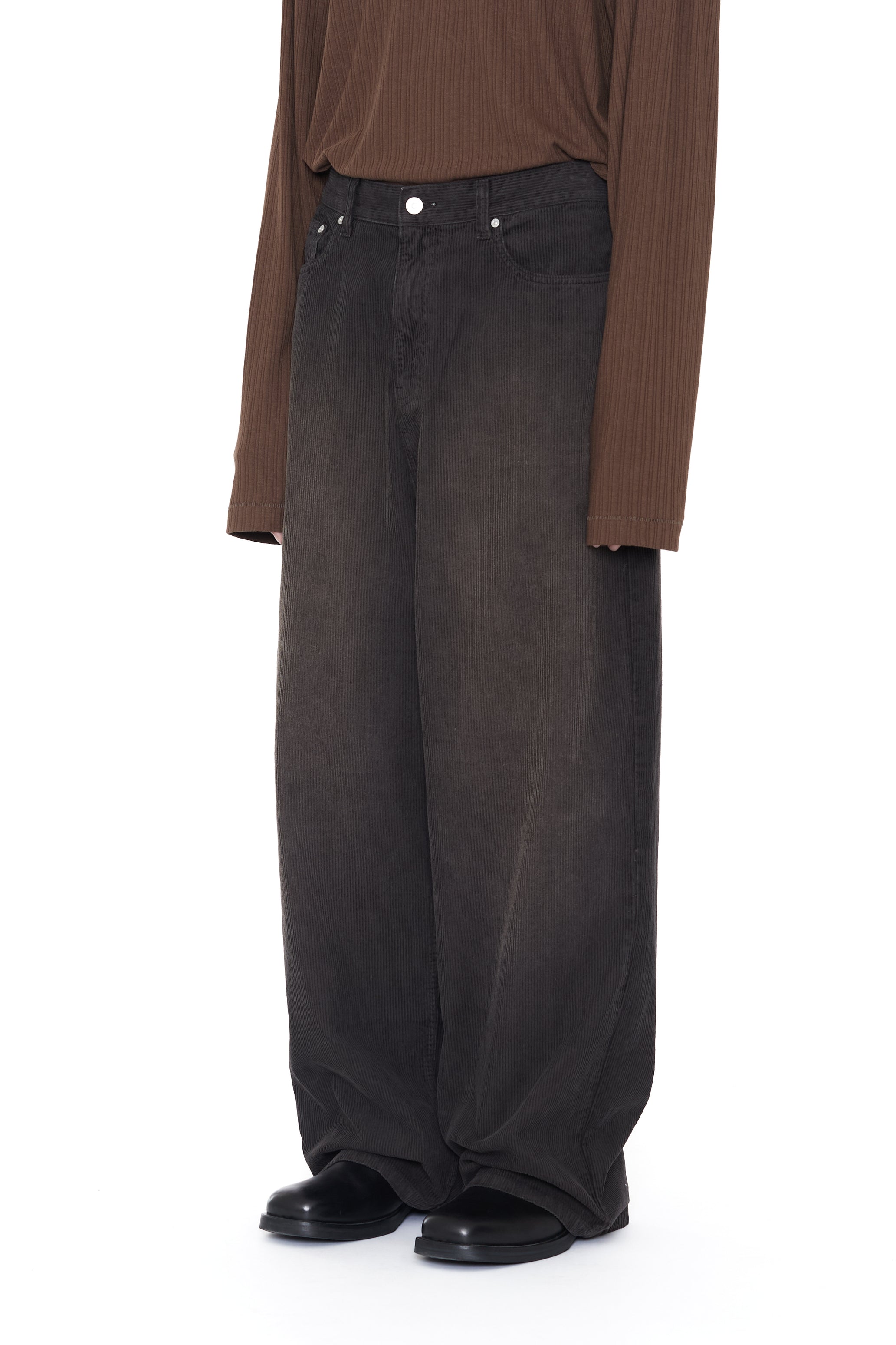 GREY WASHED CORDUROY EXTENDED CUT LUFT PANTS