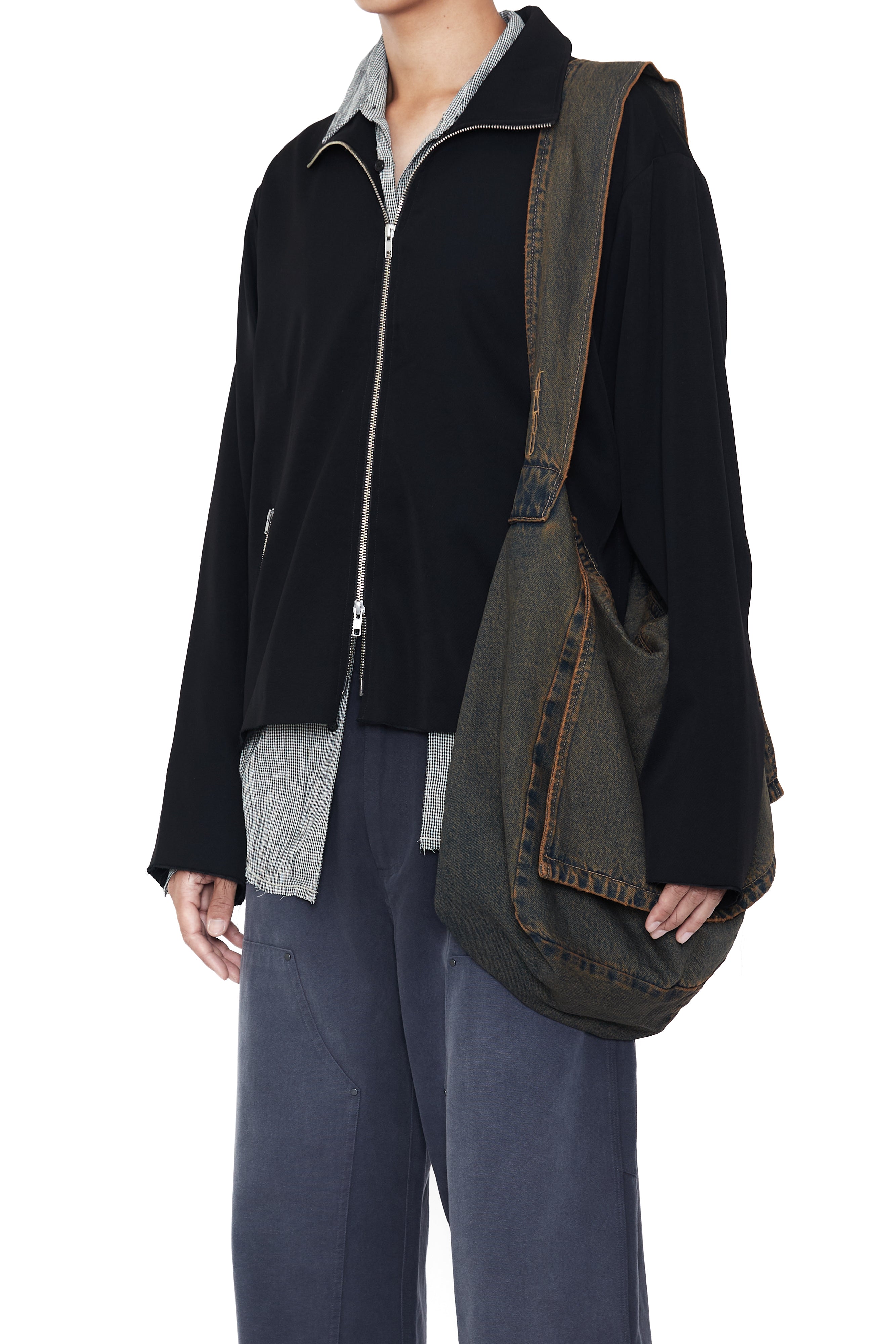 Load image into Gallery viewer, BLACK BROWN WASH DENIM CROSS BODY BAG

