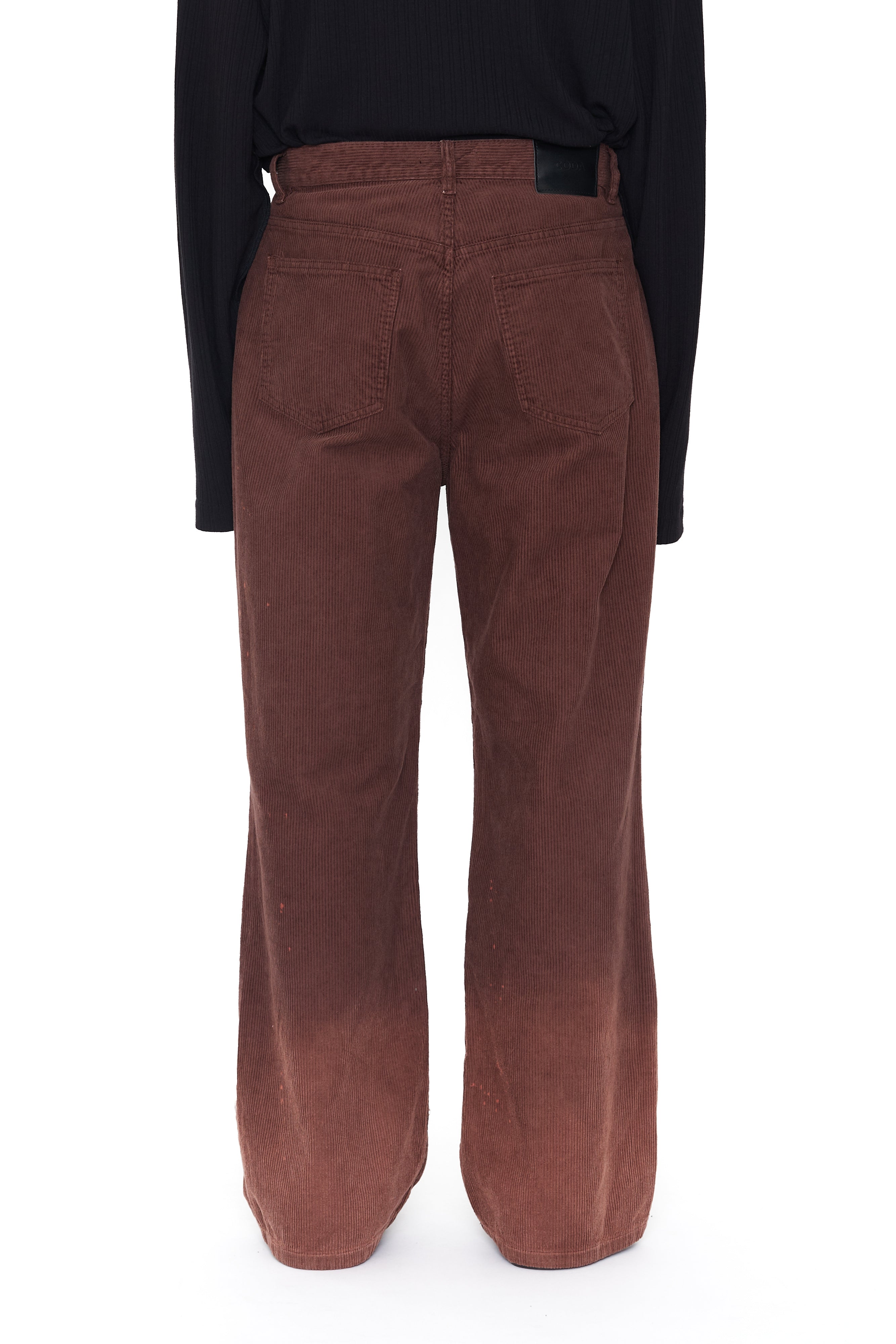 Load image into Gallery viewer, BROWN WASHED BLEACHED CORDUROY BREAK CUT FLARED PANTS
