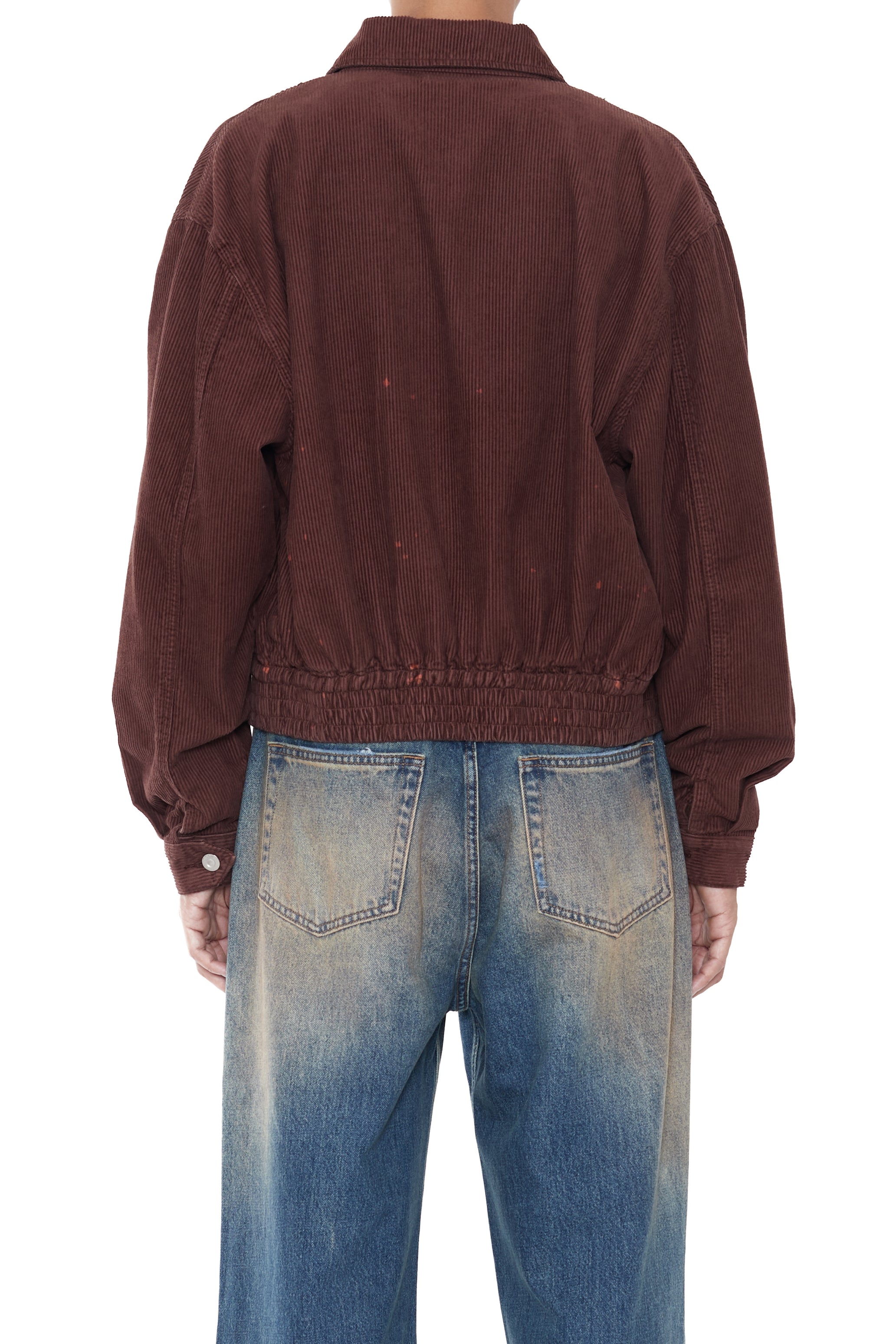 BROWN WASHED CORDUROY SHRUNKEN TRACK JACKET