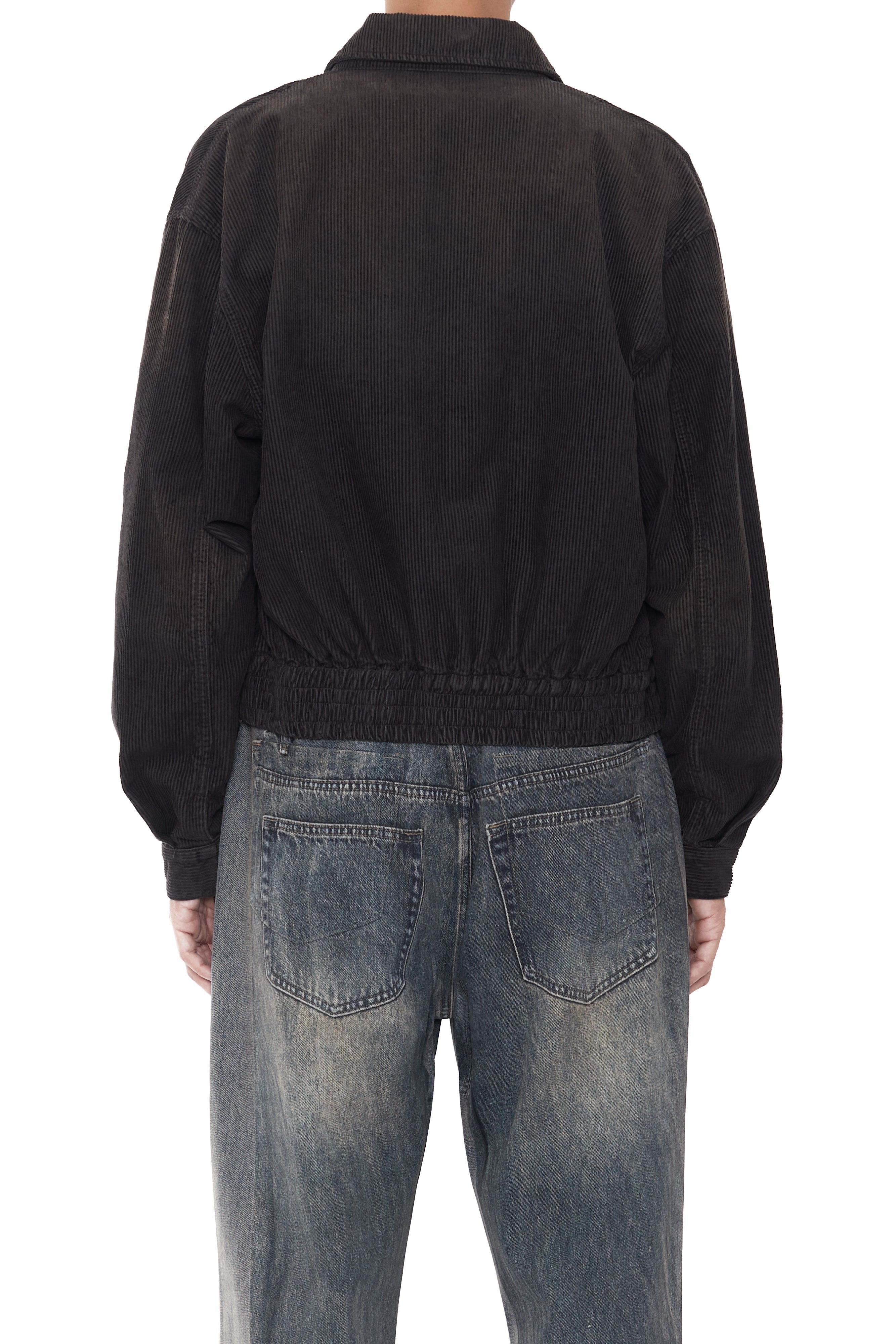 Load image into Gallery viewer, GREY WASHED CORDUROY SHRUNKEN TRACK JACKET
