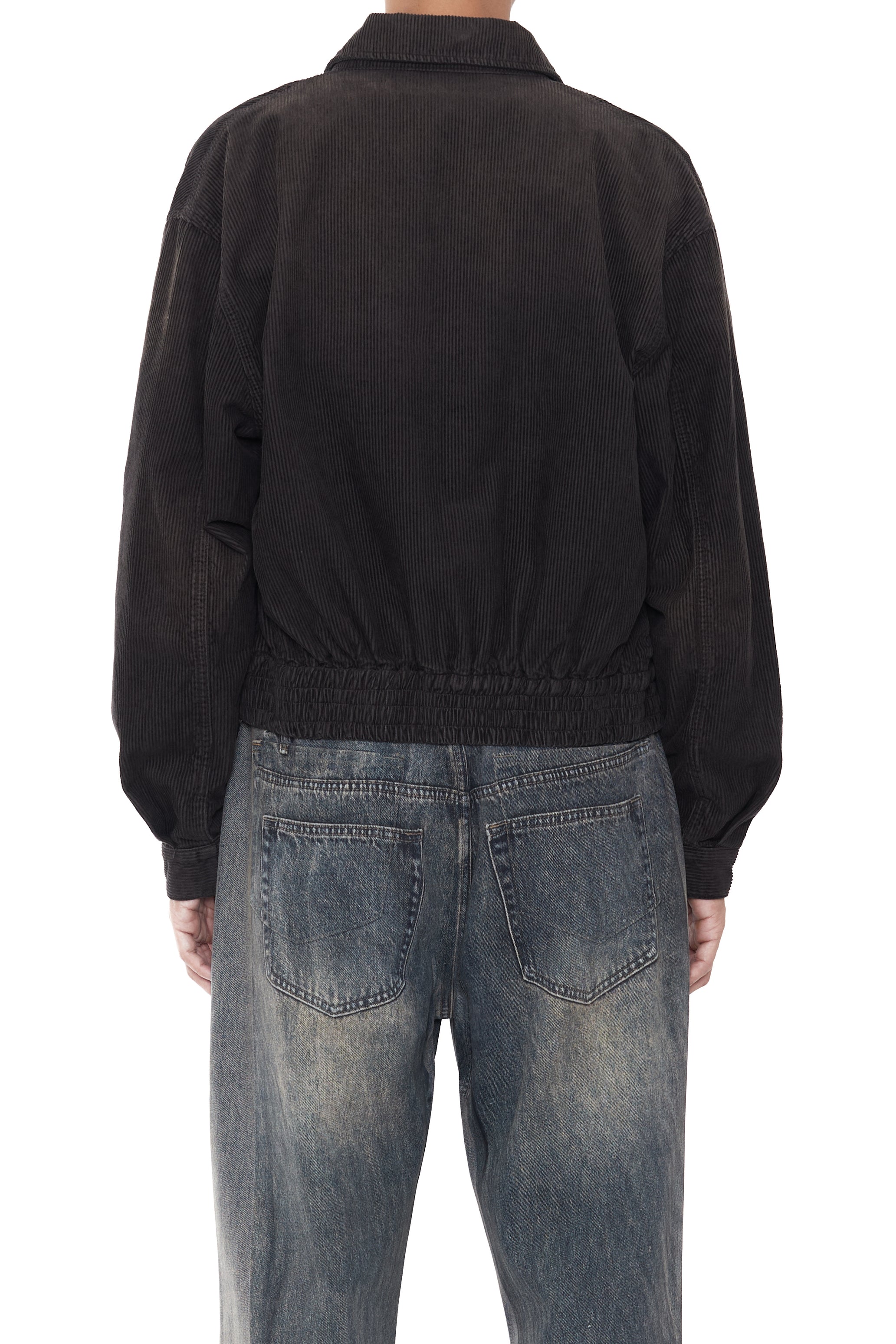 GREY WASHED CORDUROY SHRUNKEN TRACK JACKET