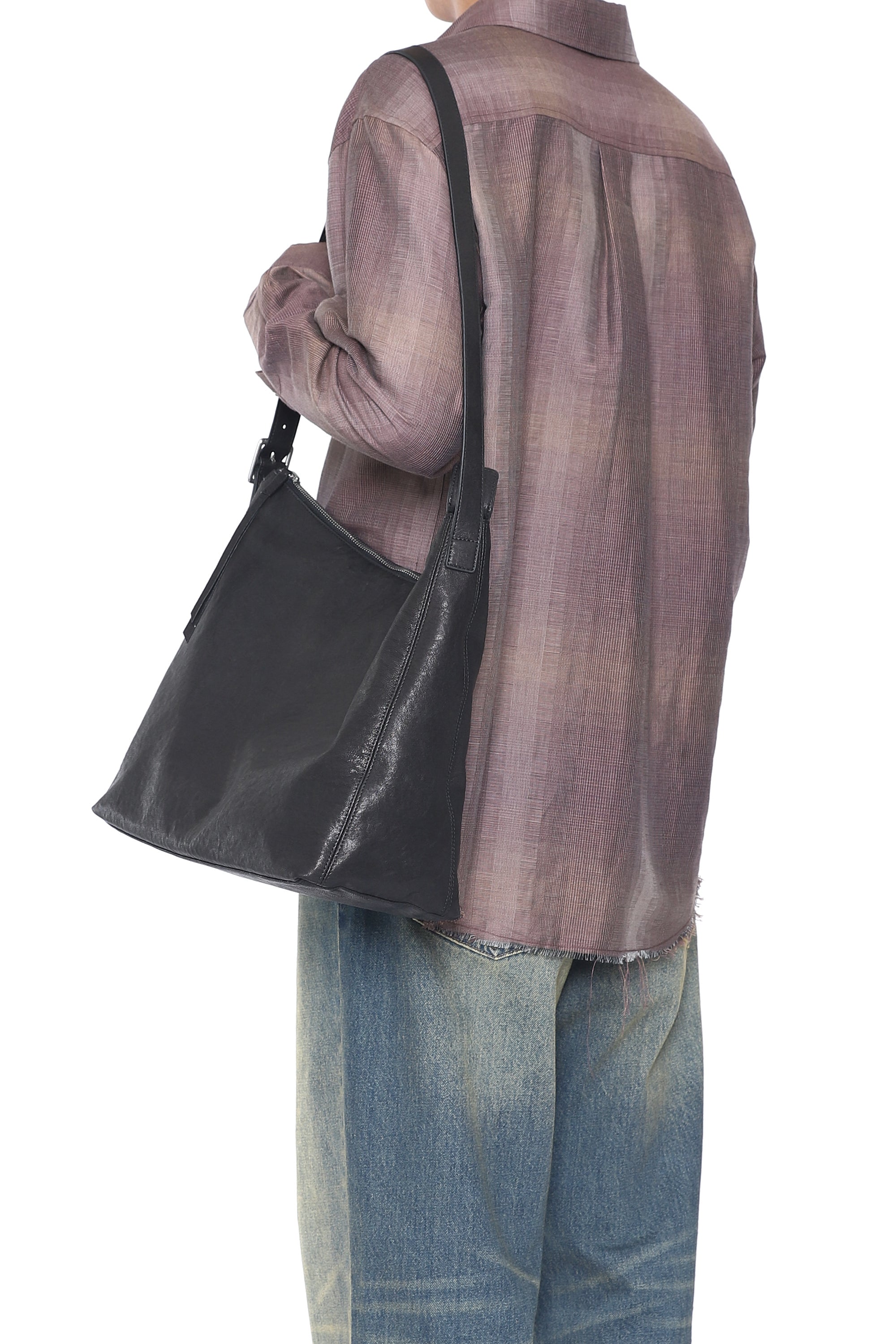BLACK LAMB LEATHER 3WAYS SLACK BAG