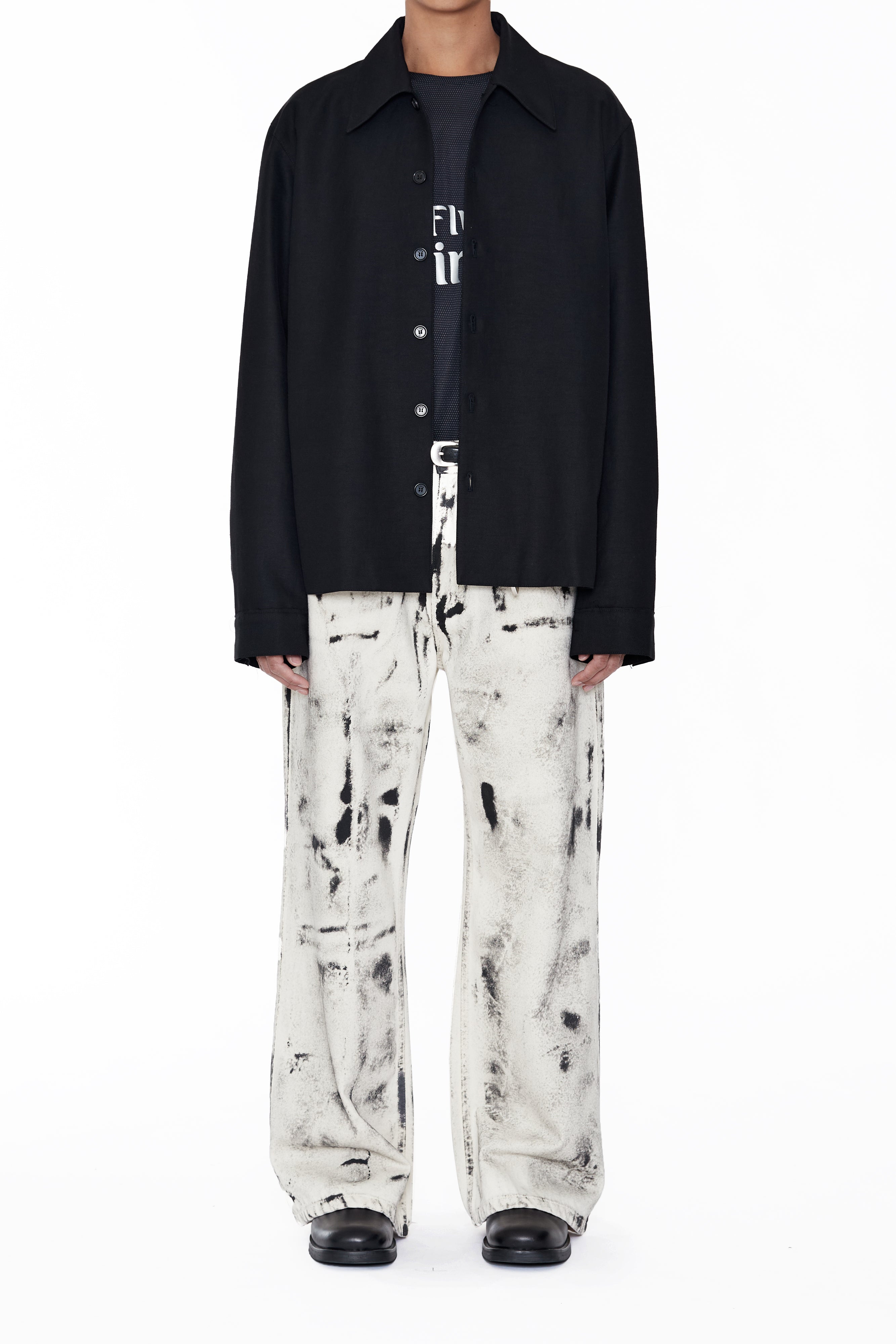 Load image into Gallery viewer, BEIGE DUAL EXPOSURE BREAK CUT FLARED JEANS
