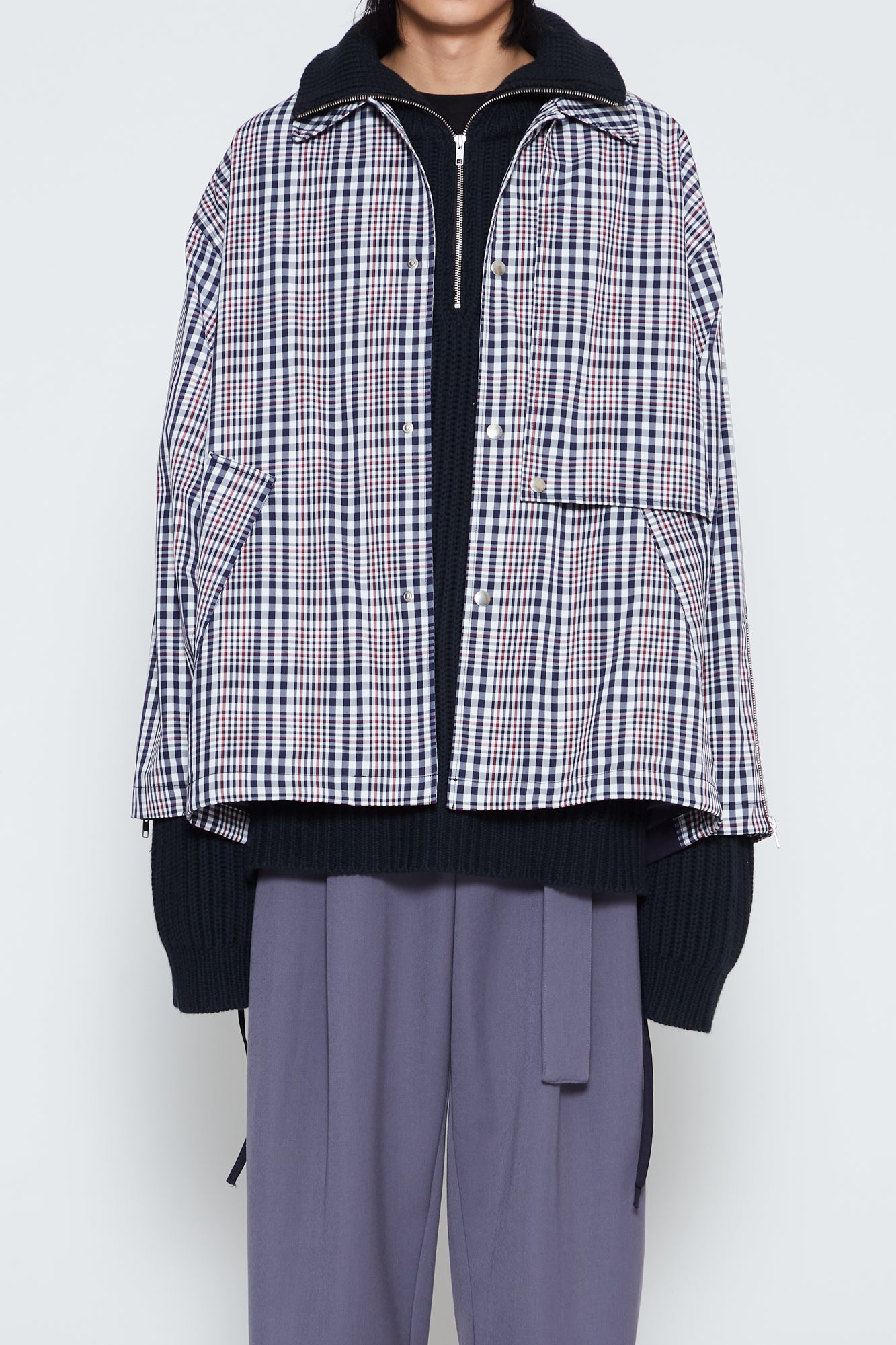 Load image into Gallery viewer, NAVY WHITE CHECK BELLCORE JACKET

